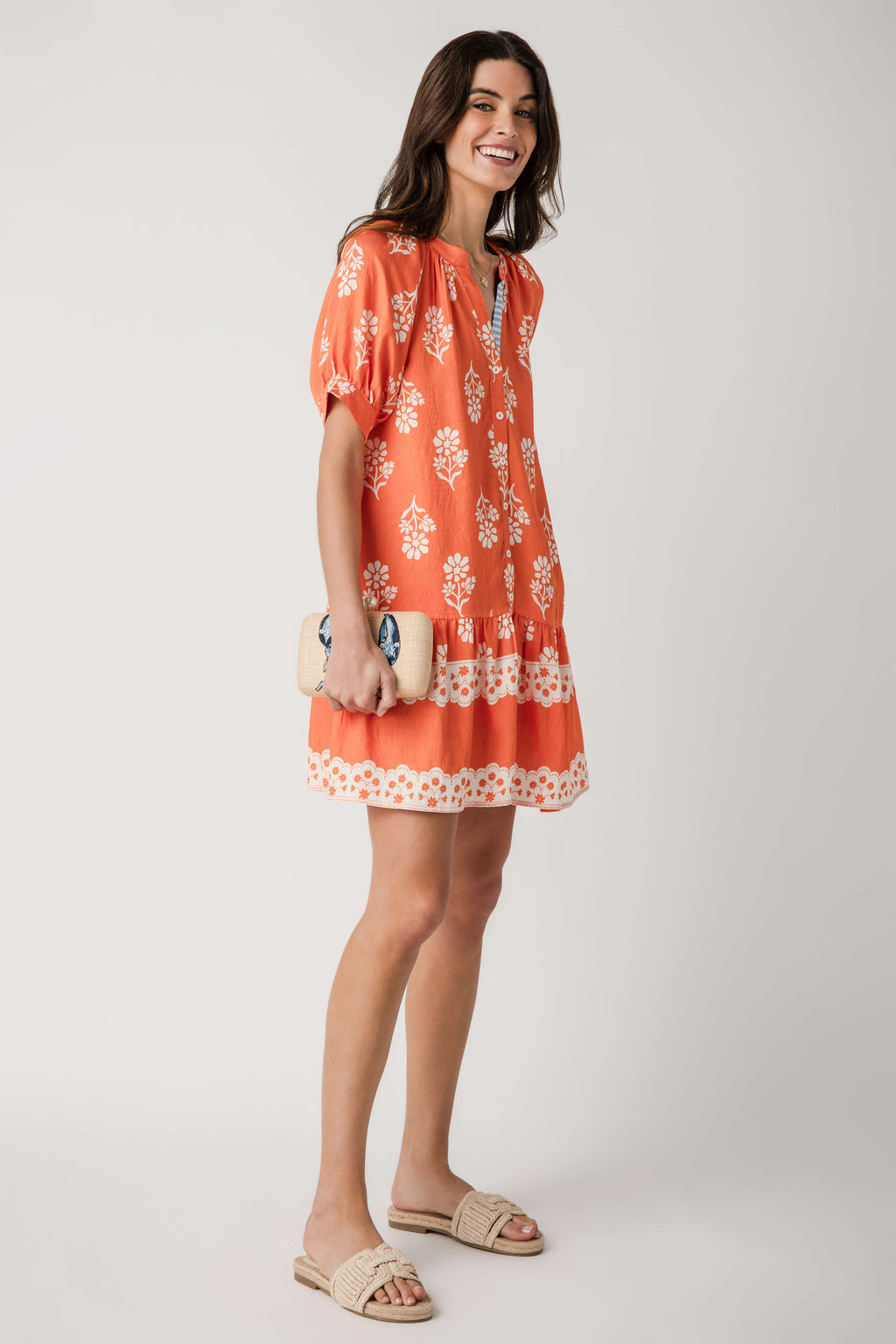 THML Block Print Puff Sleeve Dress