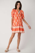 THML Block Print Puff Sleeve Dress