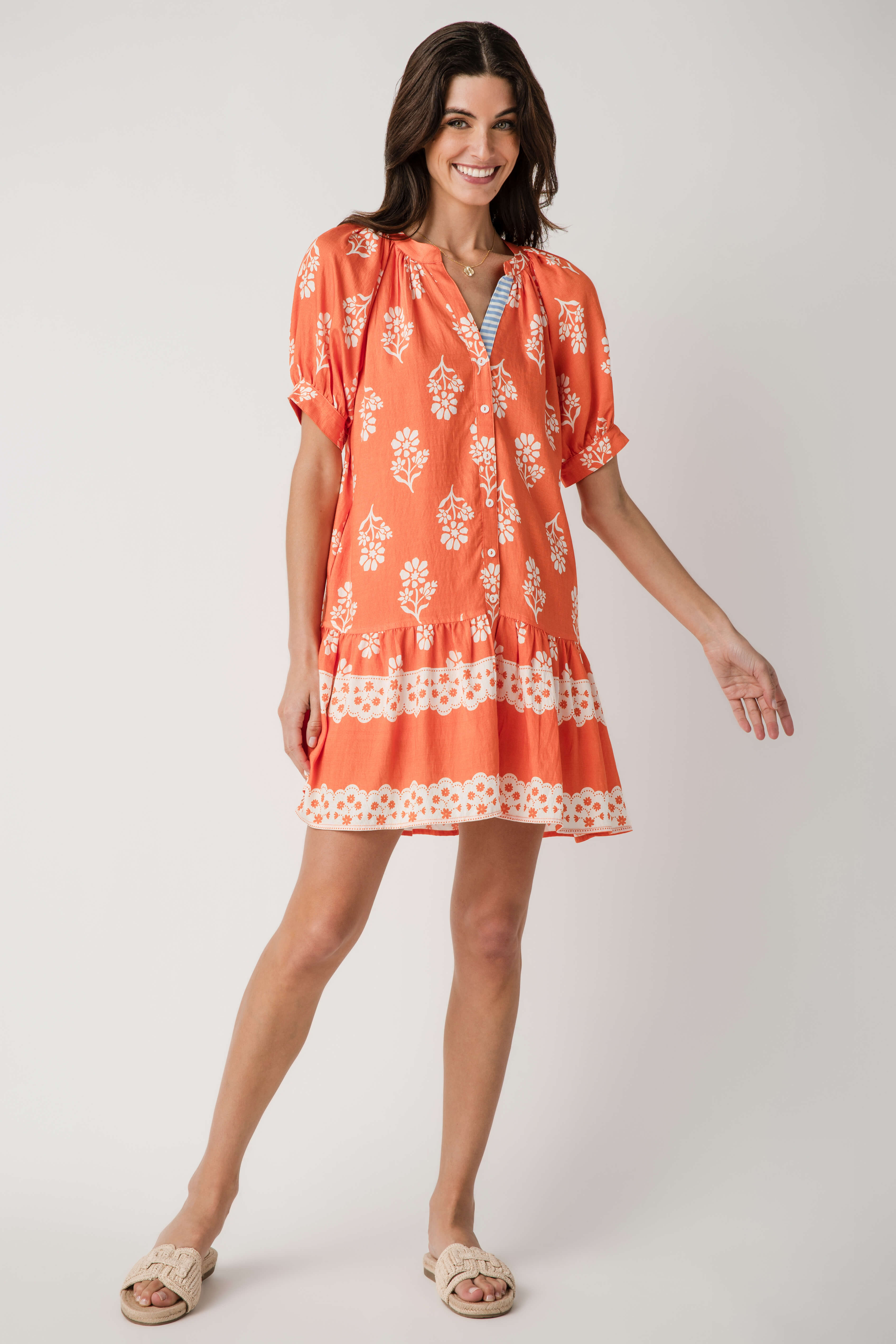 THML Block Print Puff Sleeve Dress