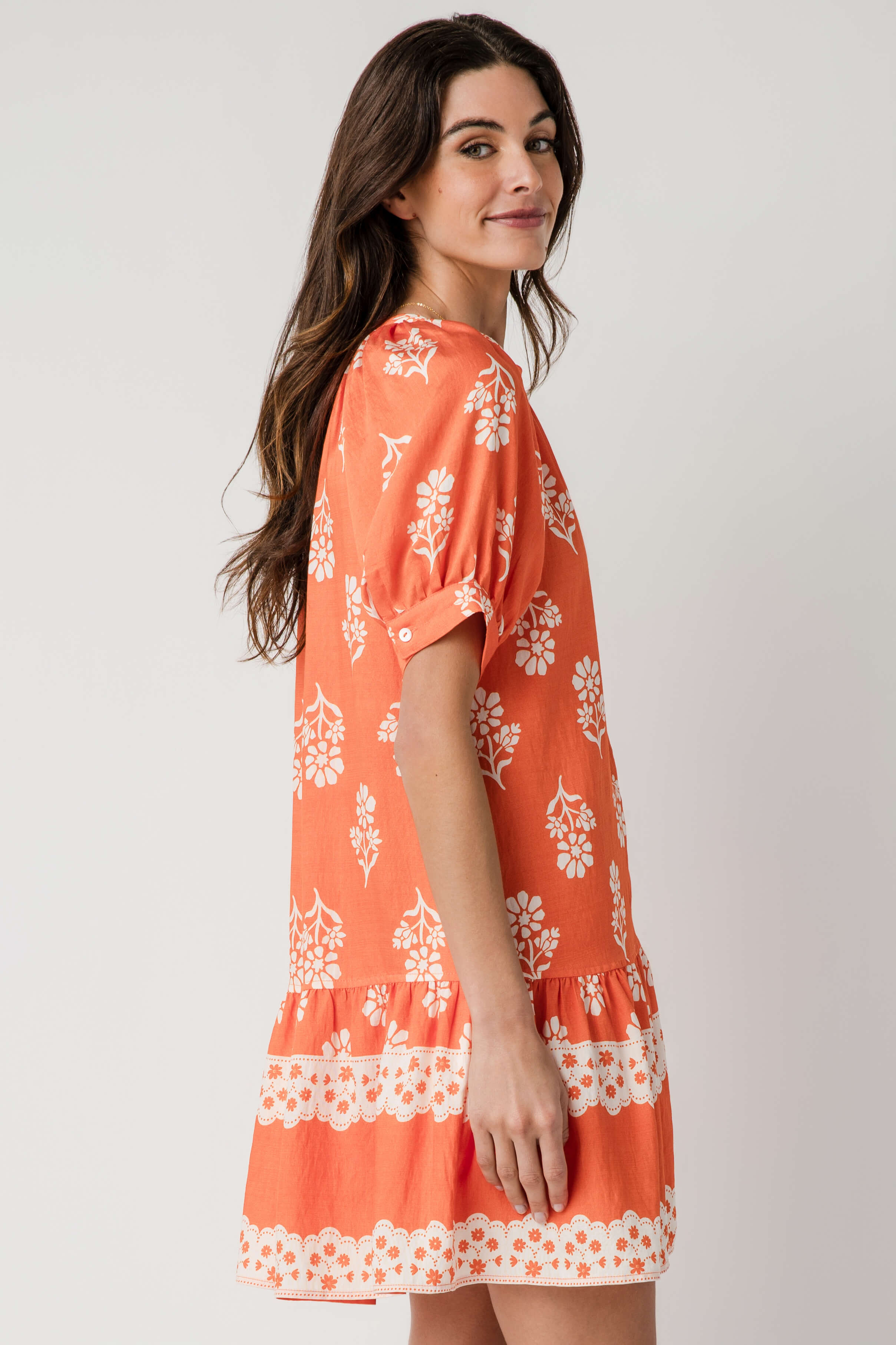 THML Block Print Puff Sleeve Dress