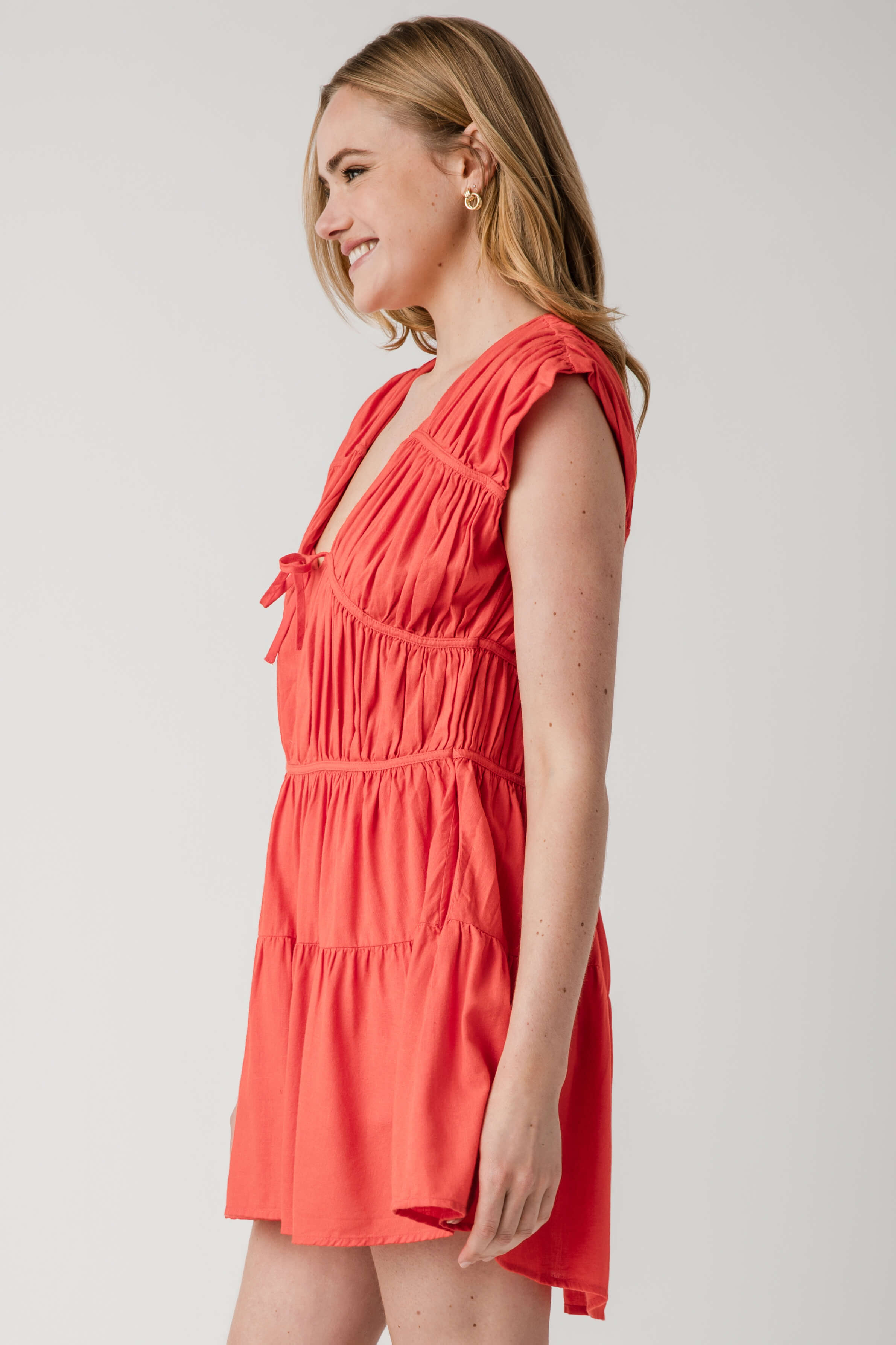 Elan Tiered Piping Detail Dress