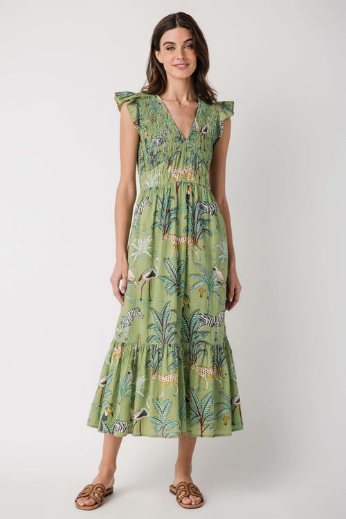 THML Animal Print Tiered Maxi Dress