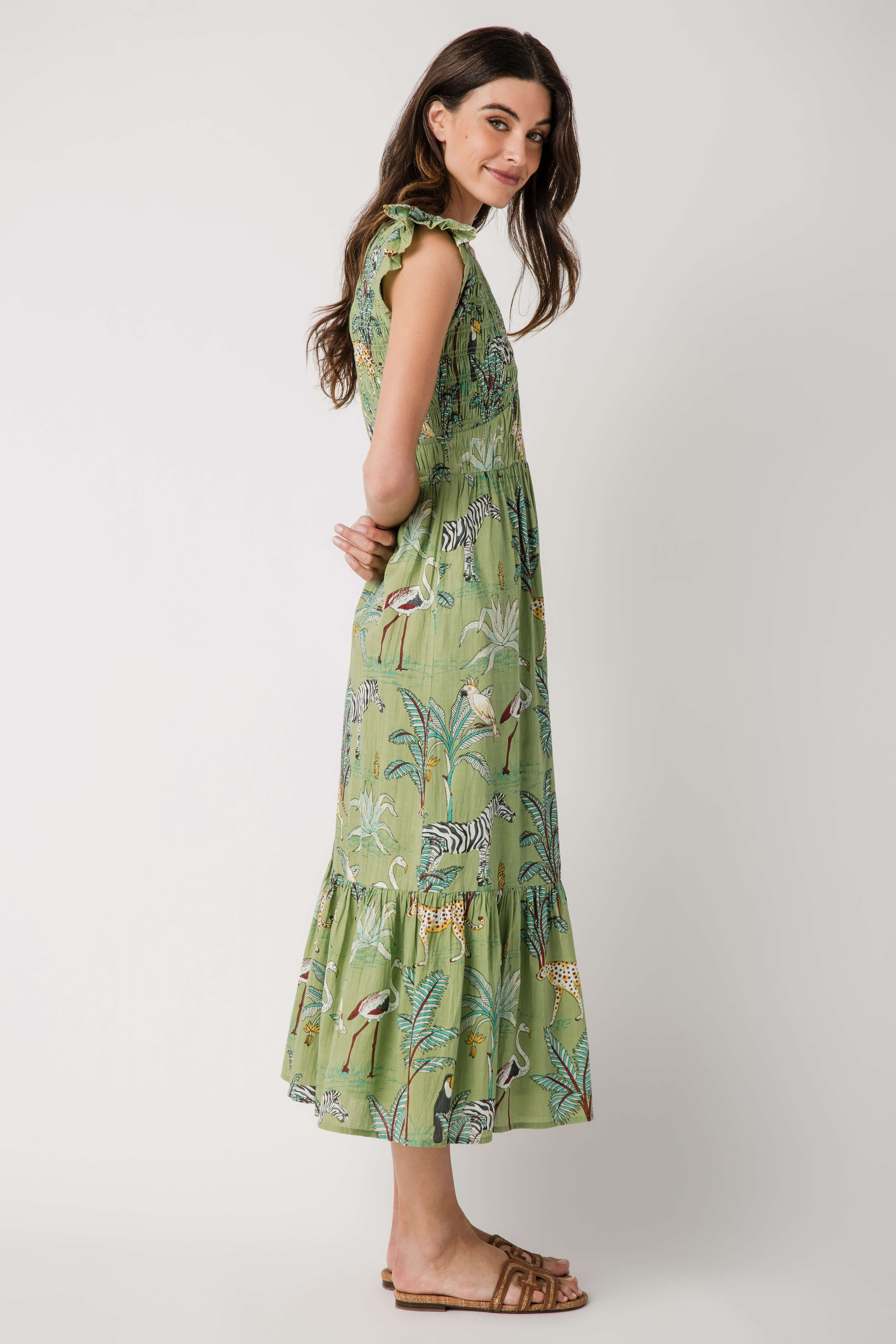 THML Animal Print Tiered Maxi Dress