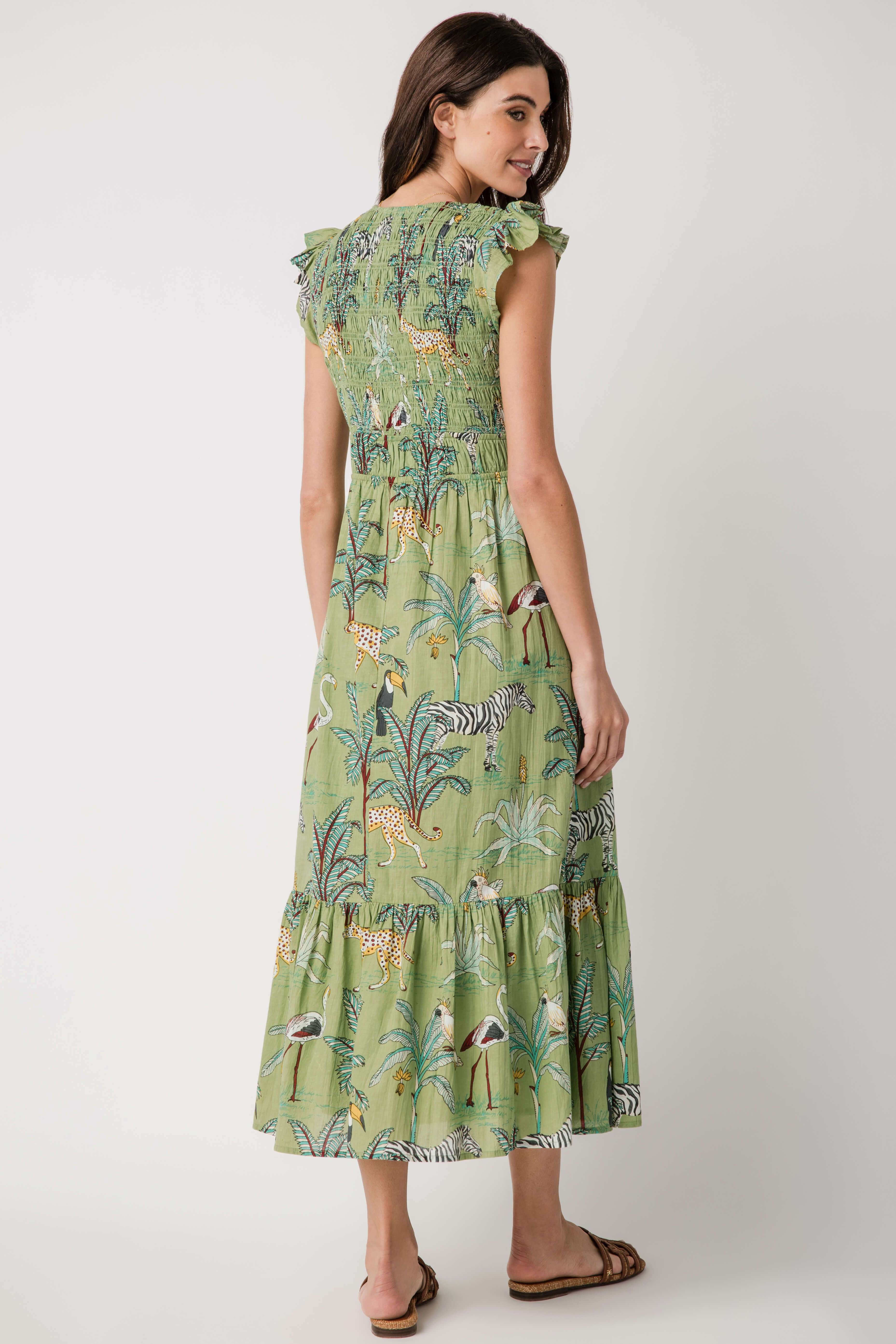 THML Animal Print Tiered Maxi Dress