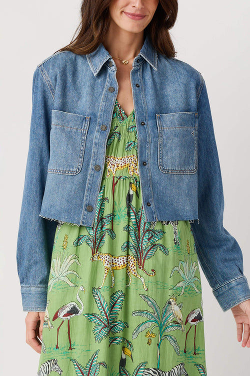 Hidden Cropped Denim Shirt