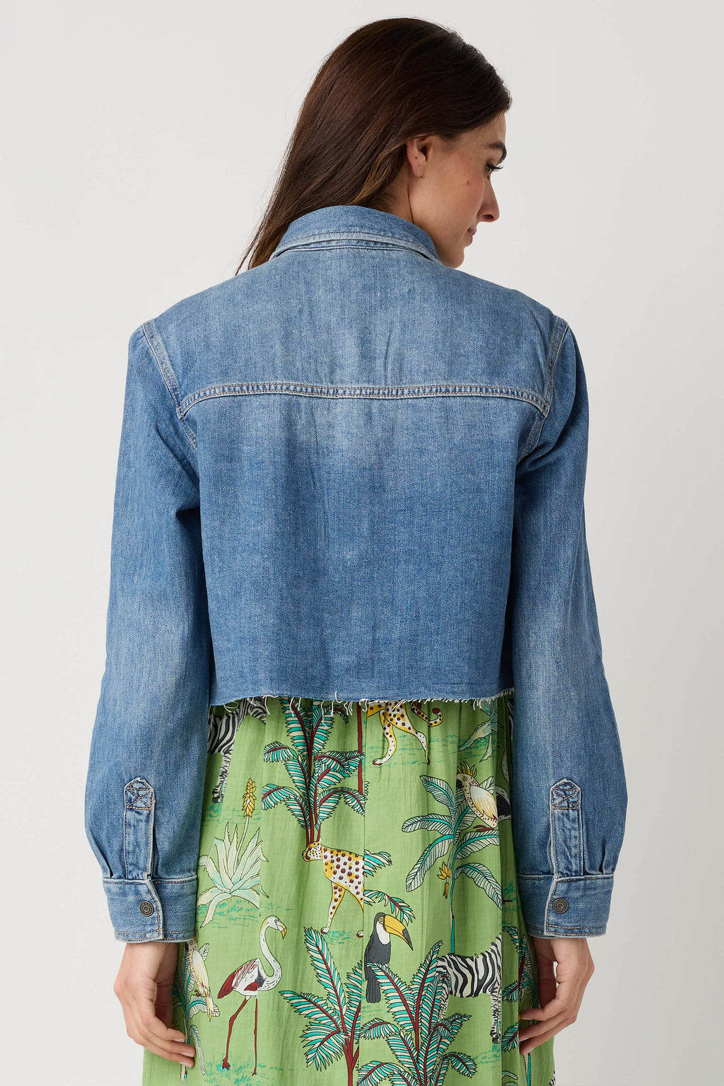 Hidden Cropped Denim Shirt
