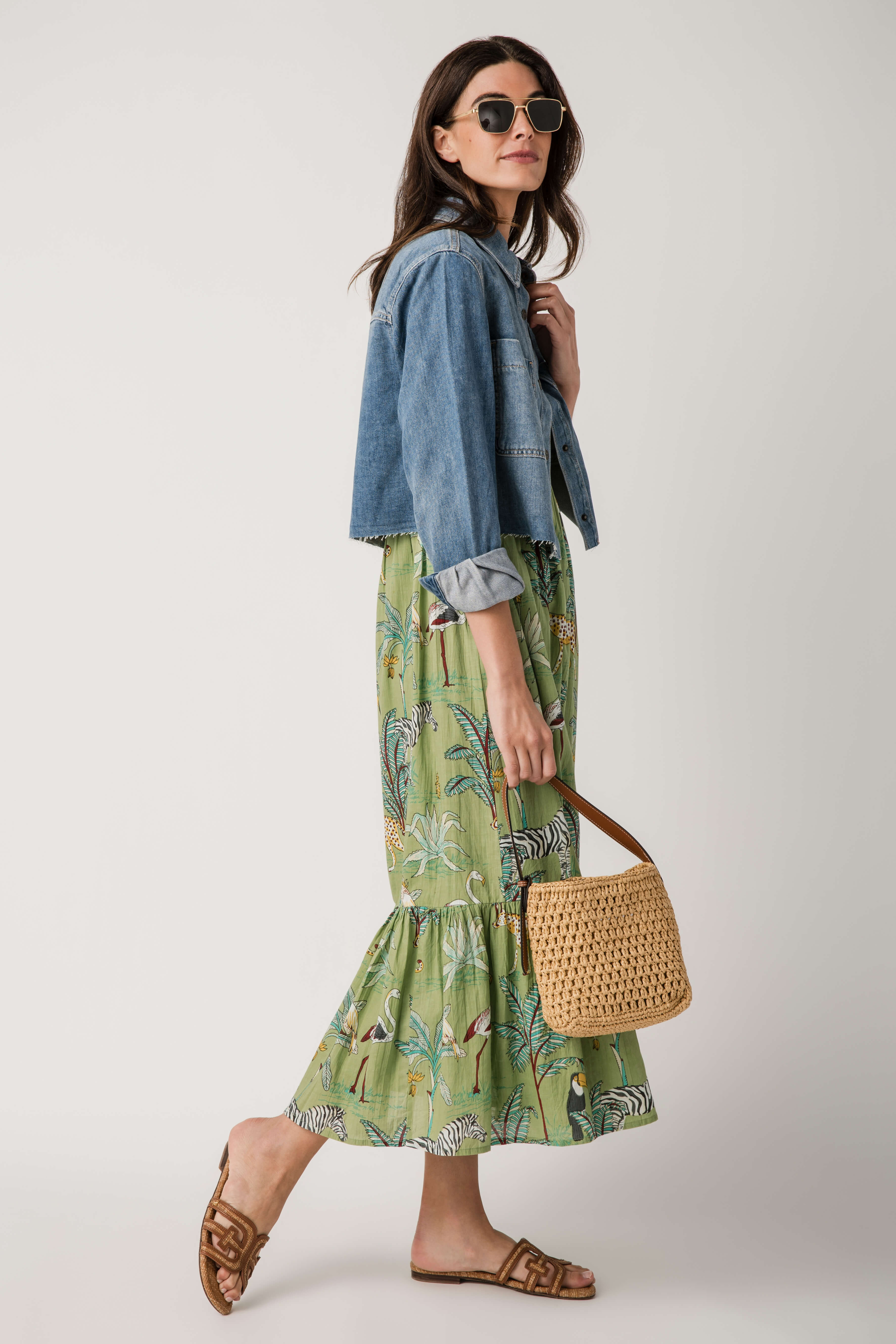 Hidden Cropped Denim Shirt