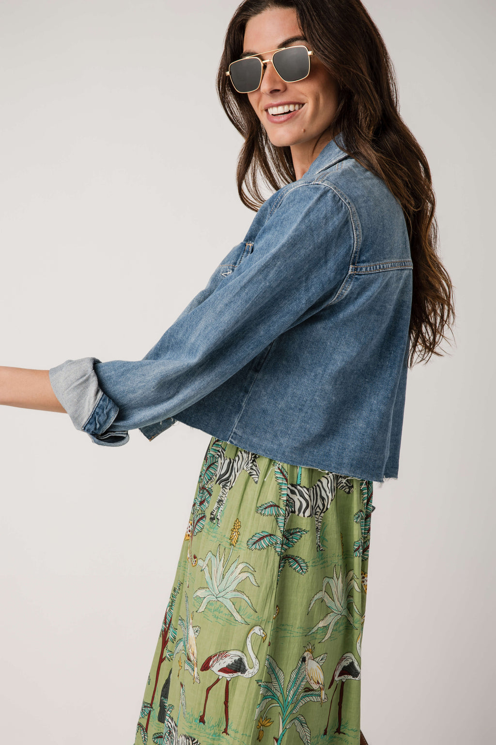 Hidden Cropped Denim Shirt