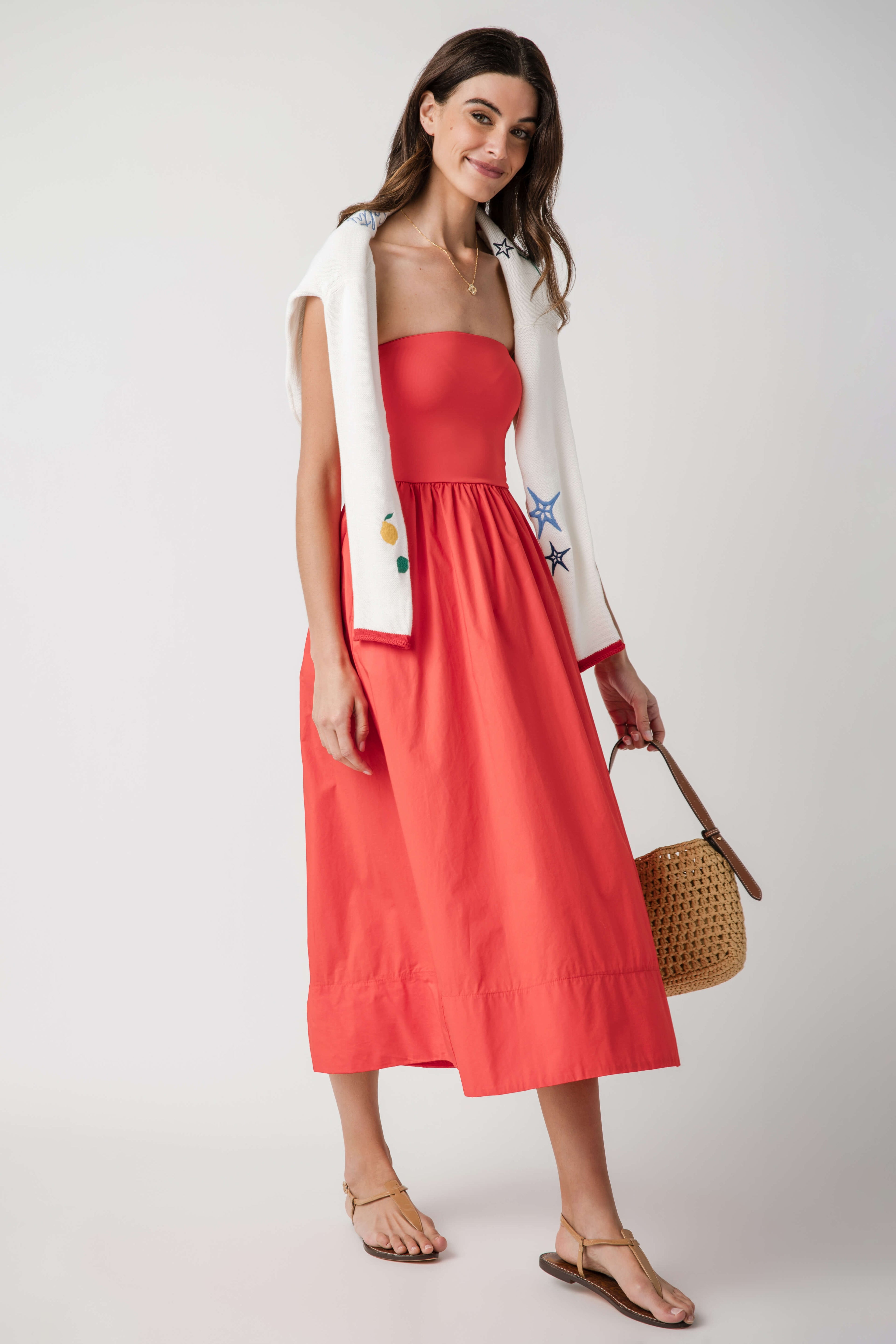 z supply beachside midi dress Z Supply Sunsought Strapless Midi Dress Lychee / S