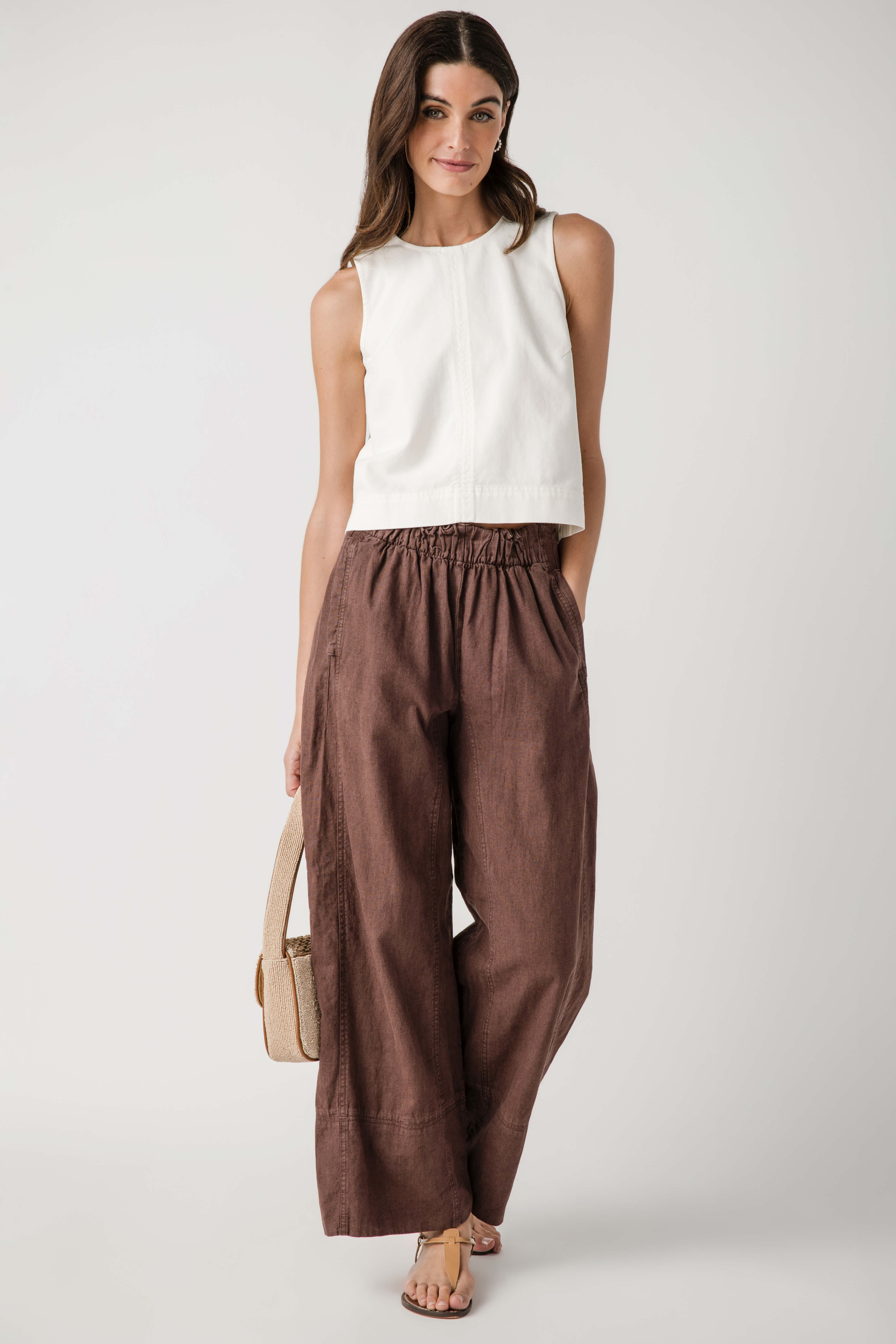 Free People Days End Linen Pull On Pant