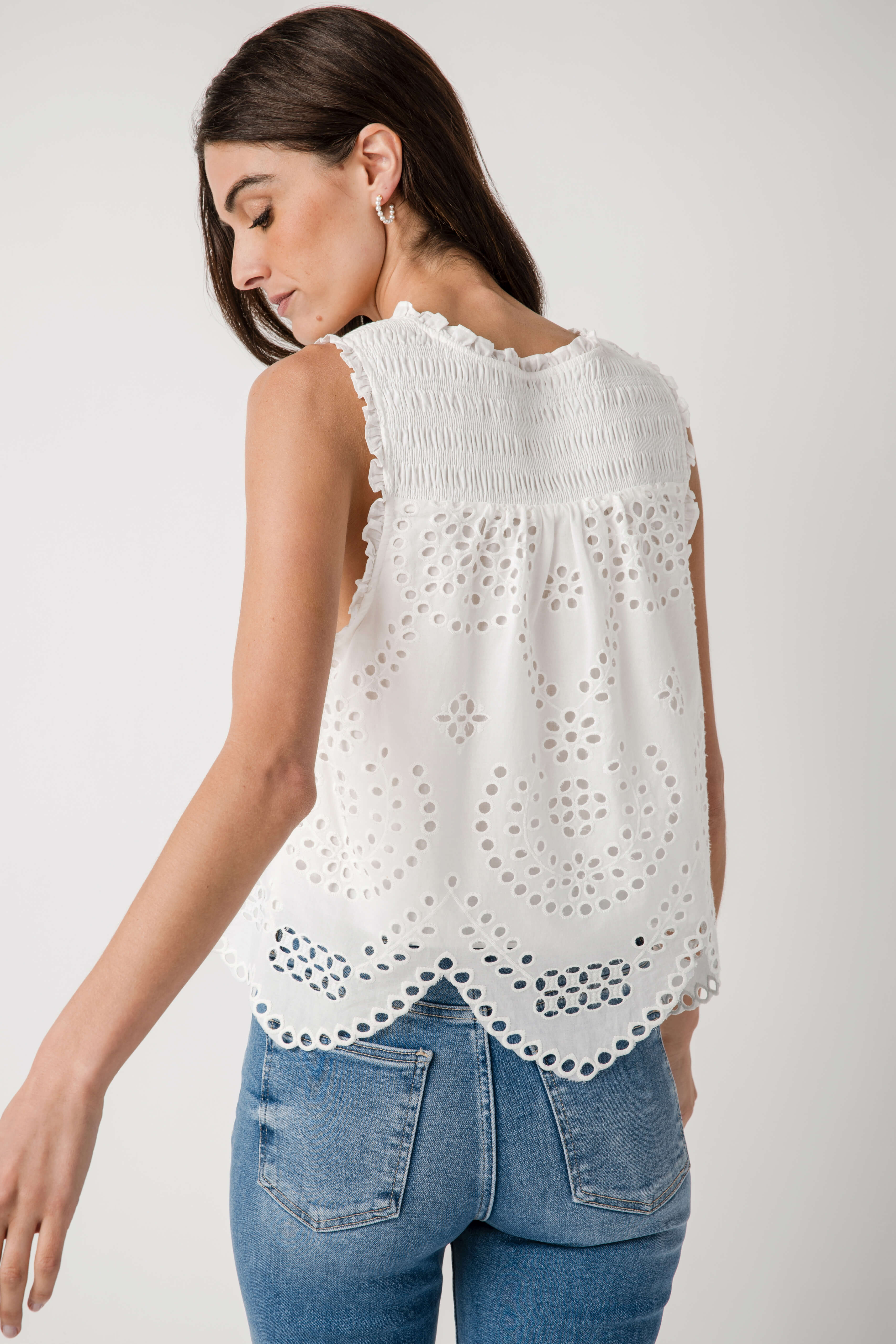 Skies Are Blue Eyelet Sleeveless Top
