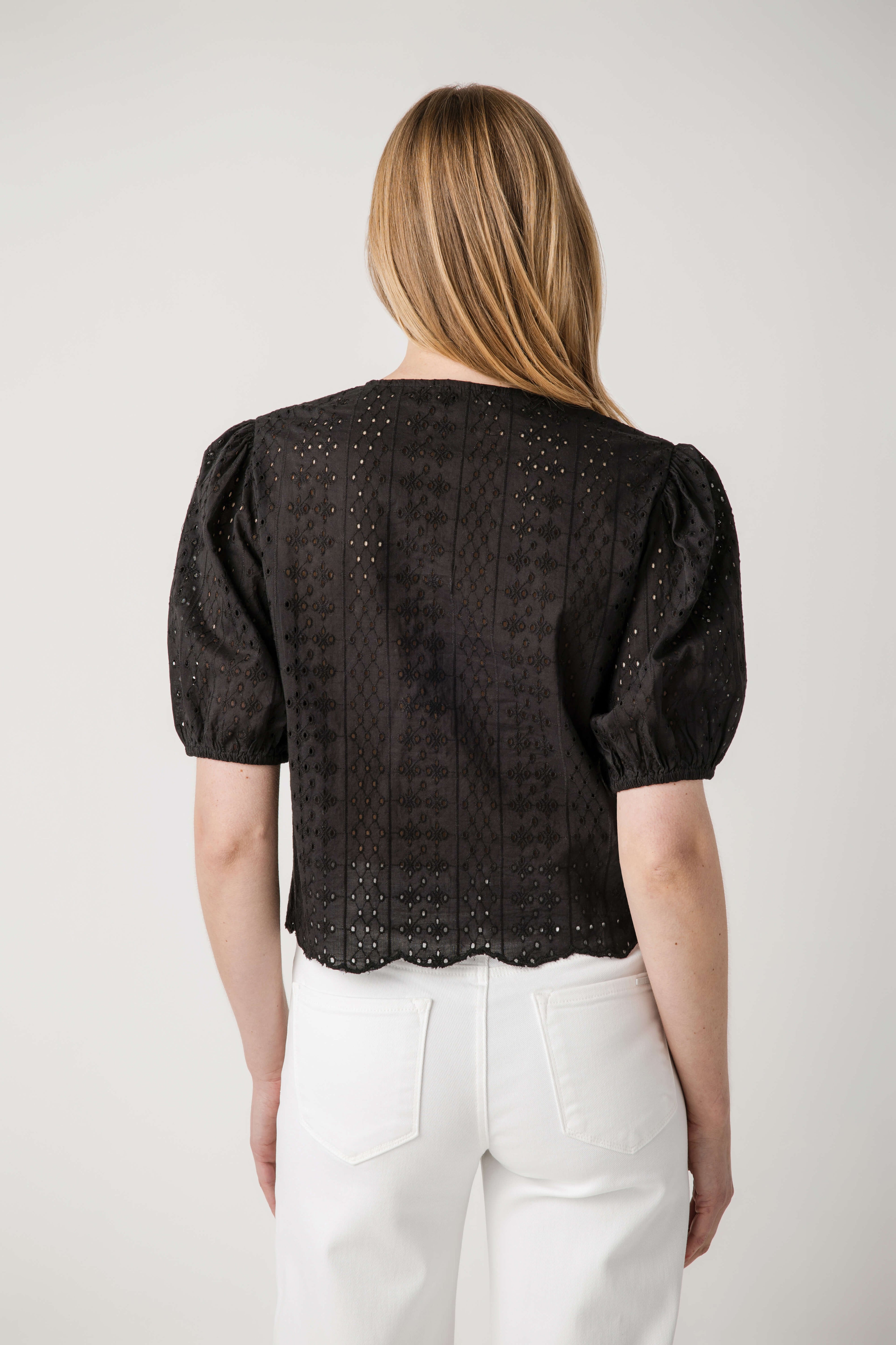 Elan Eyelet Button Up Top