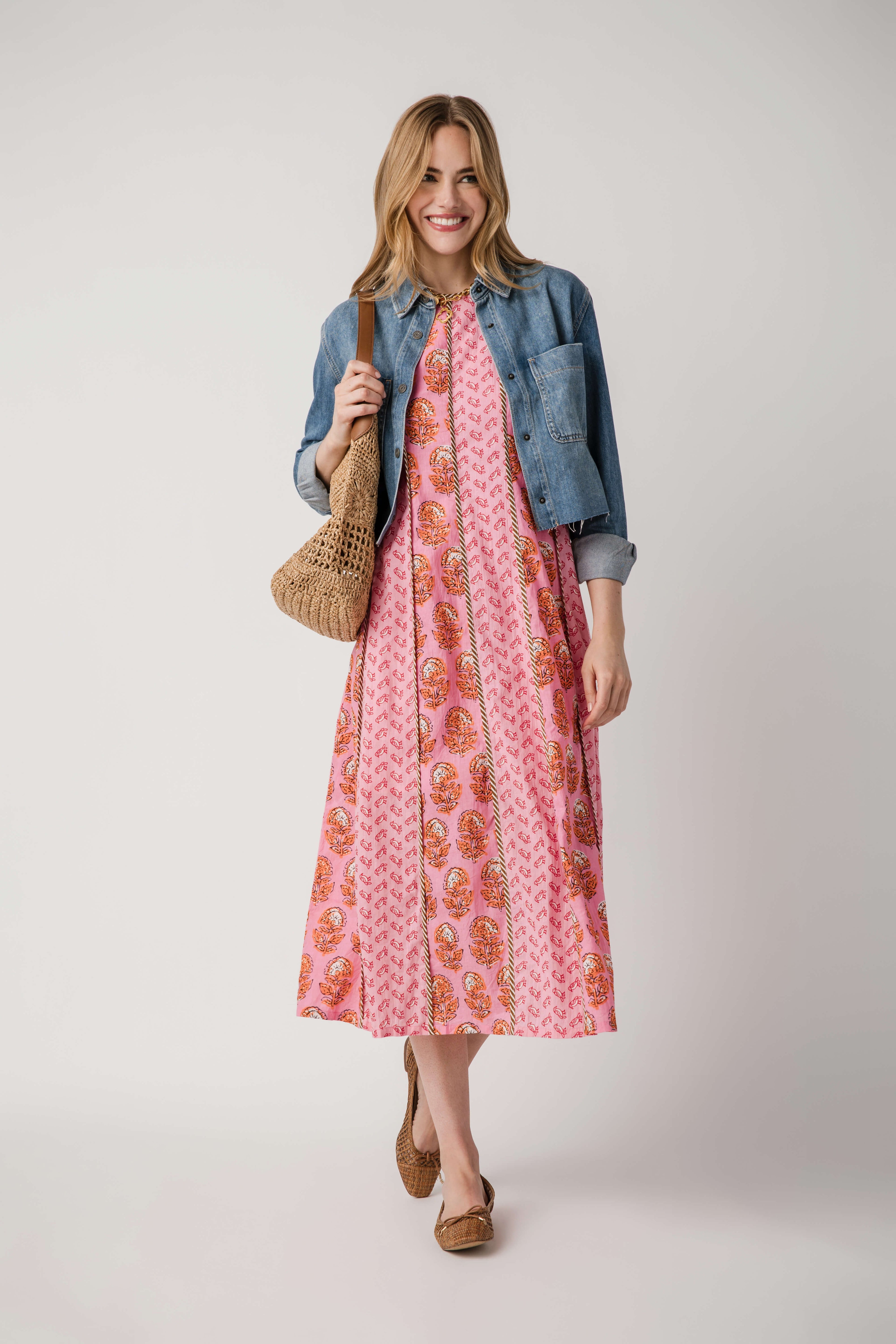 THML Mixed Pattern Seamed Maxi Dress