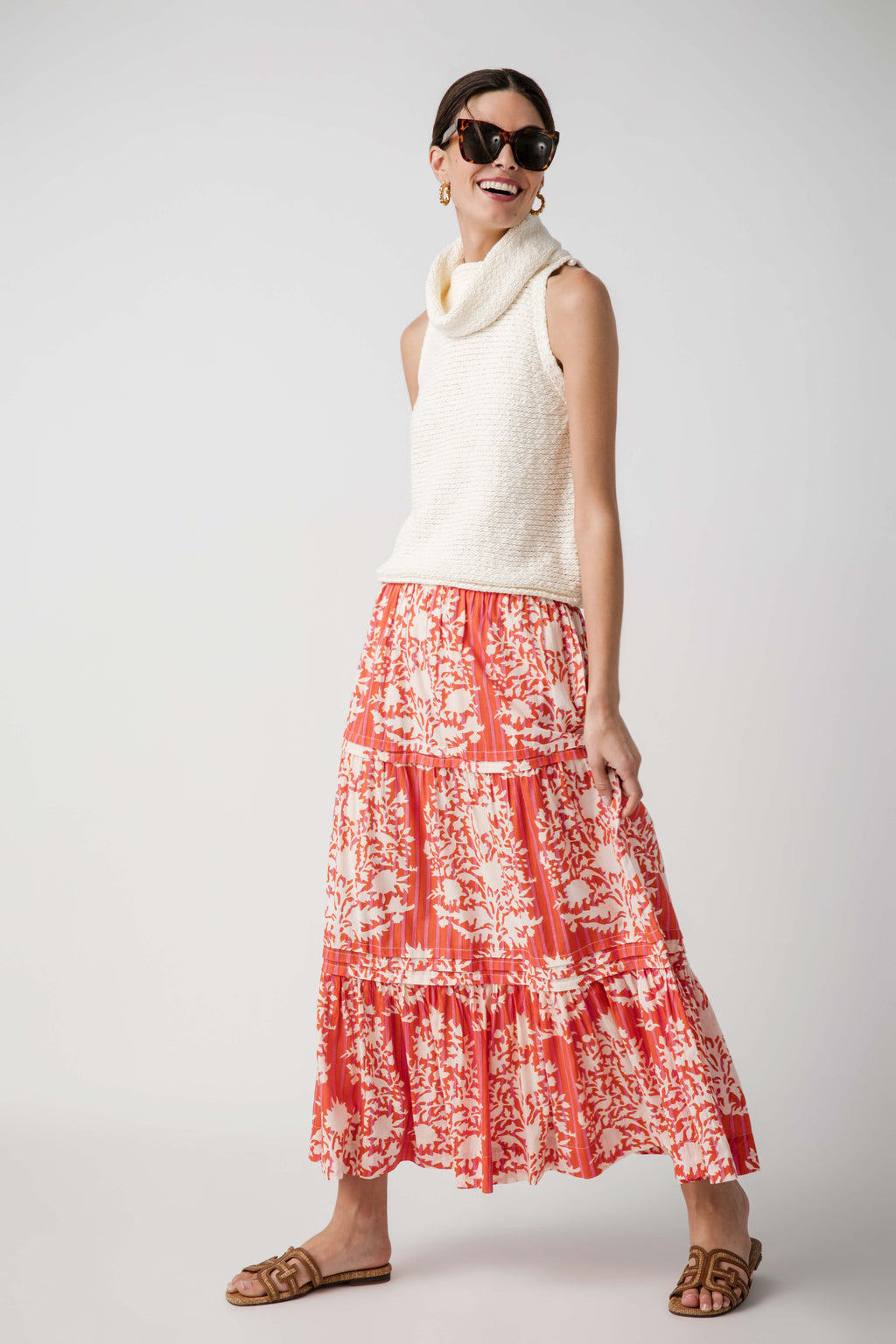 THML Striped Block Print Maxi Skirt