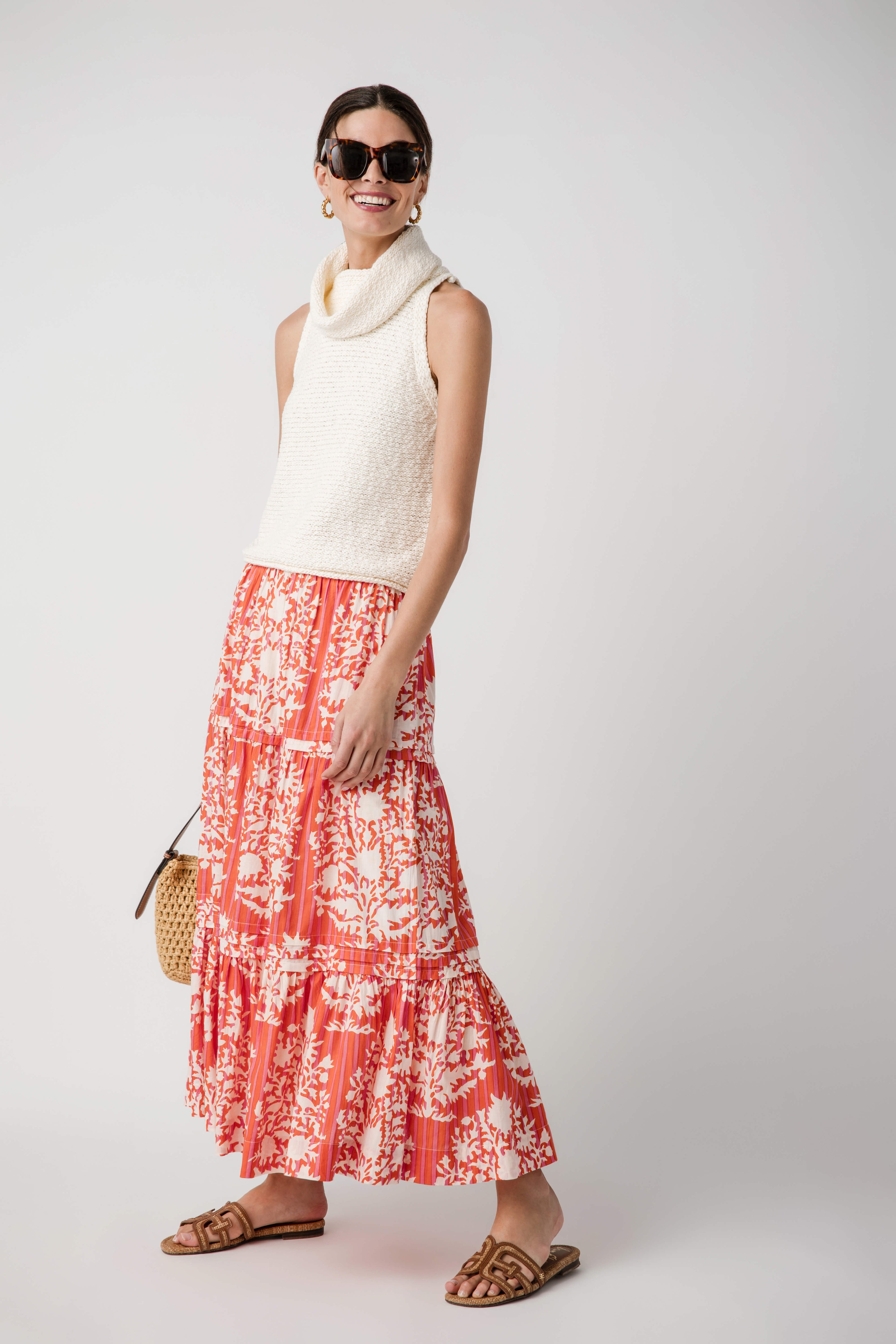 THML Striped Block Print Maxi Skirt