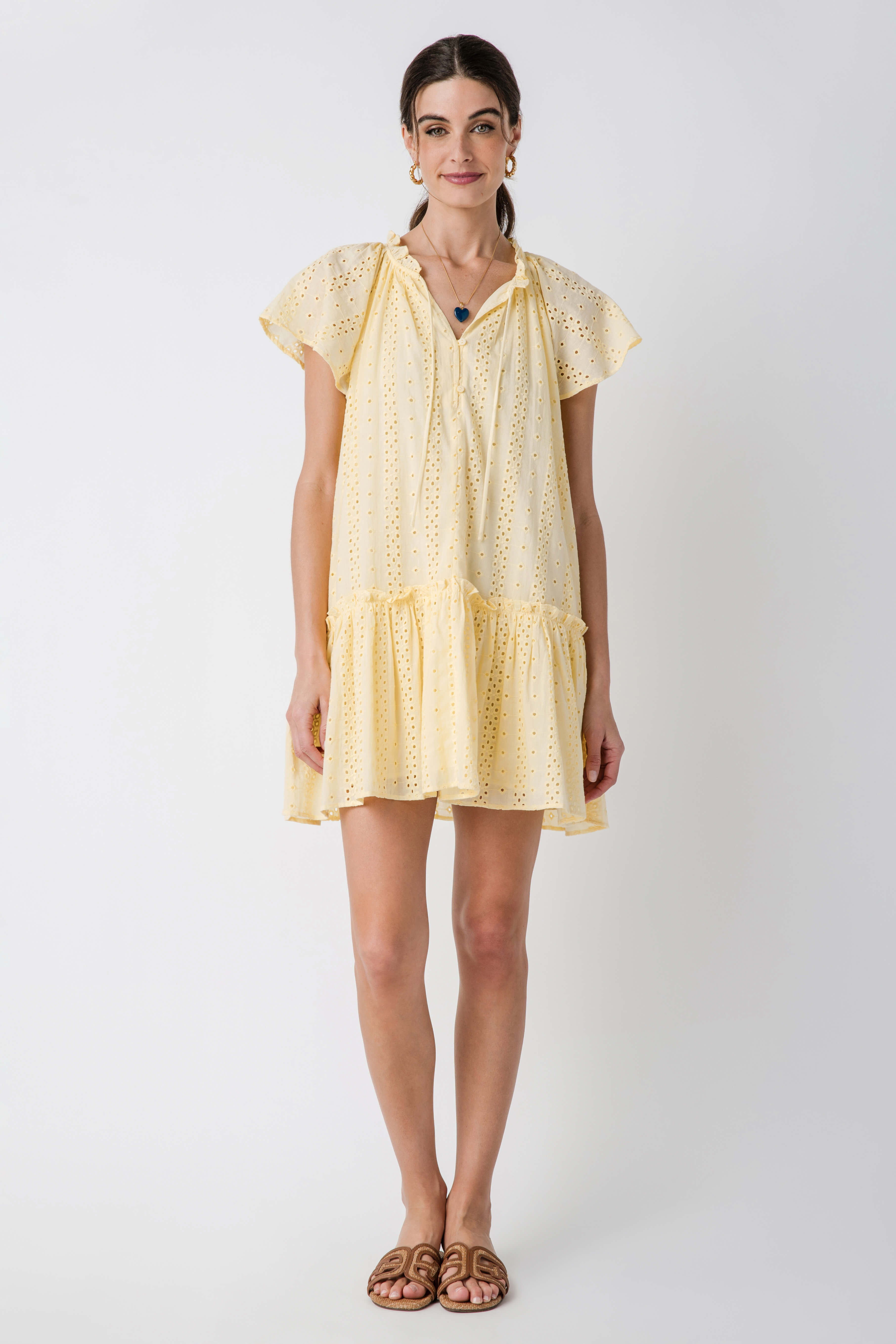 Lalavon Eyelet Ruffled Shift Dress – Social Threads