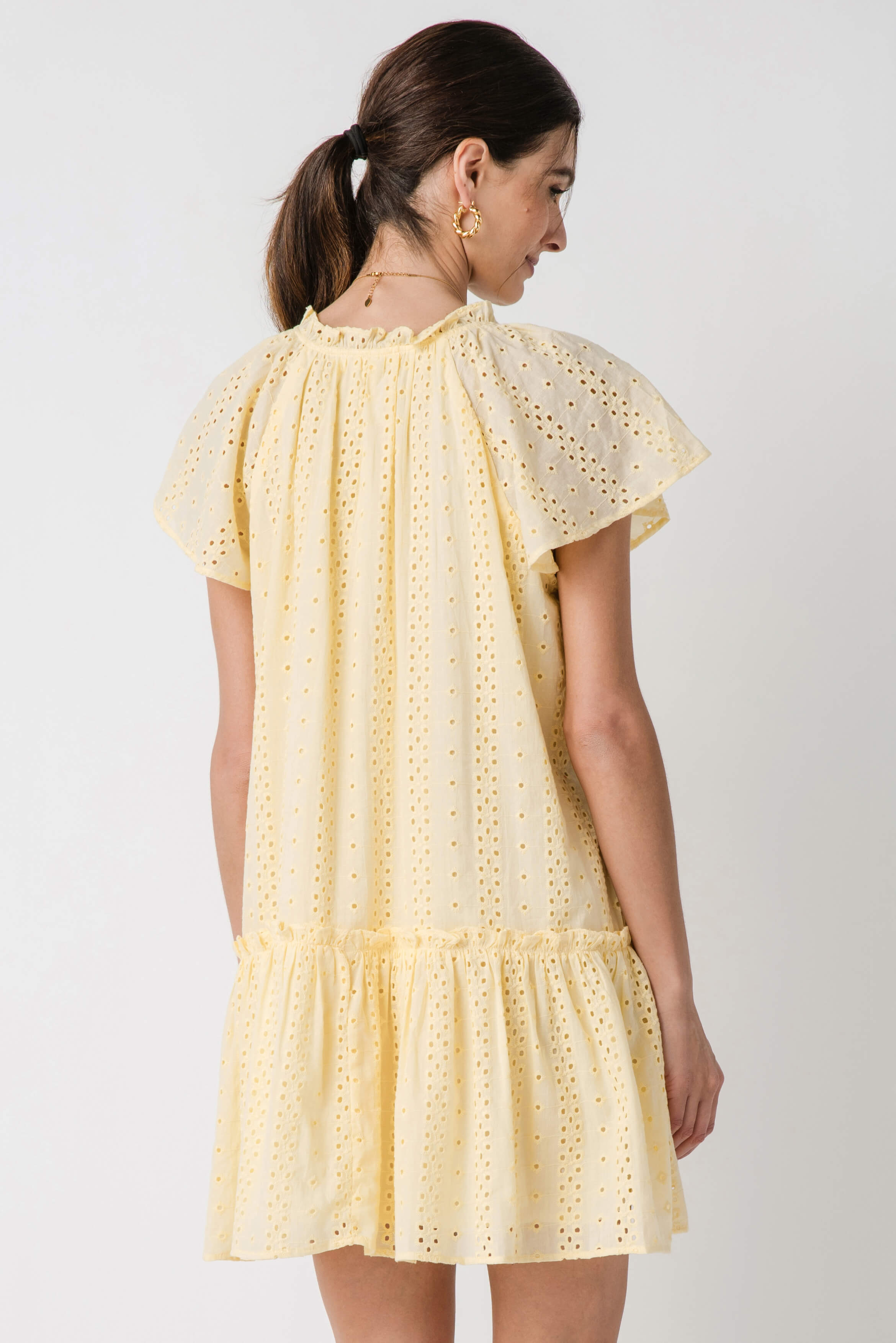 Lalavon Eyelet Ruffled Shift Dress