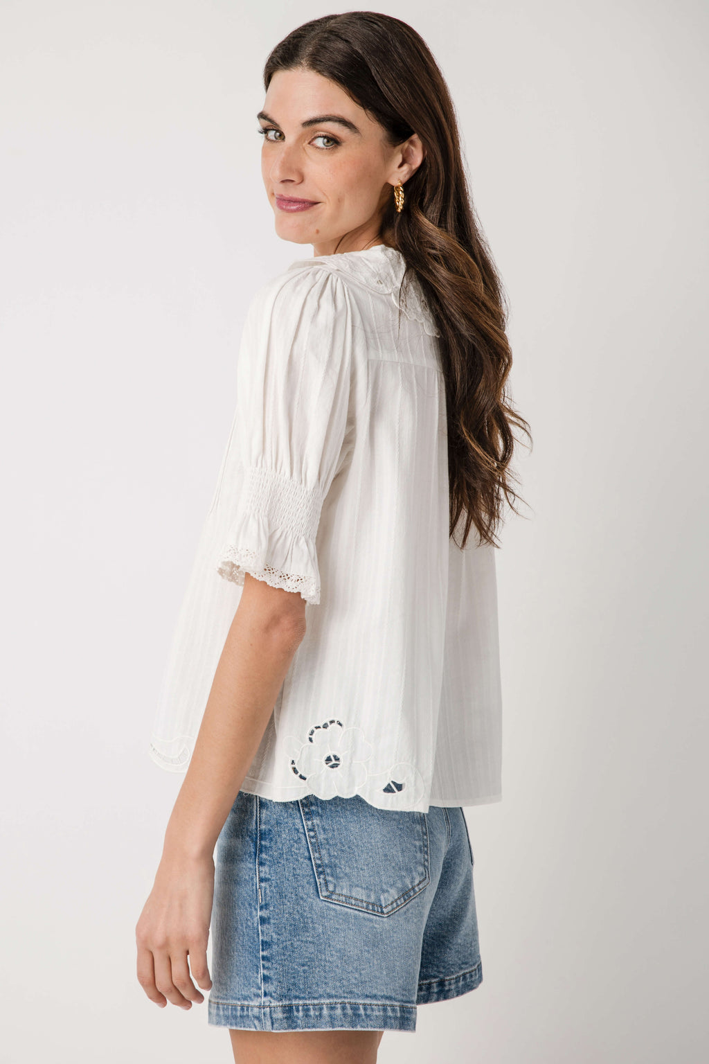 Raisonnel Embroidered Collar Top