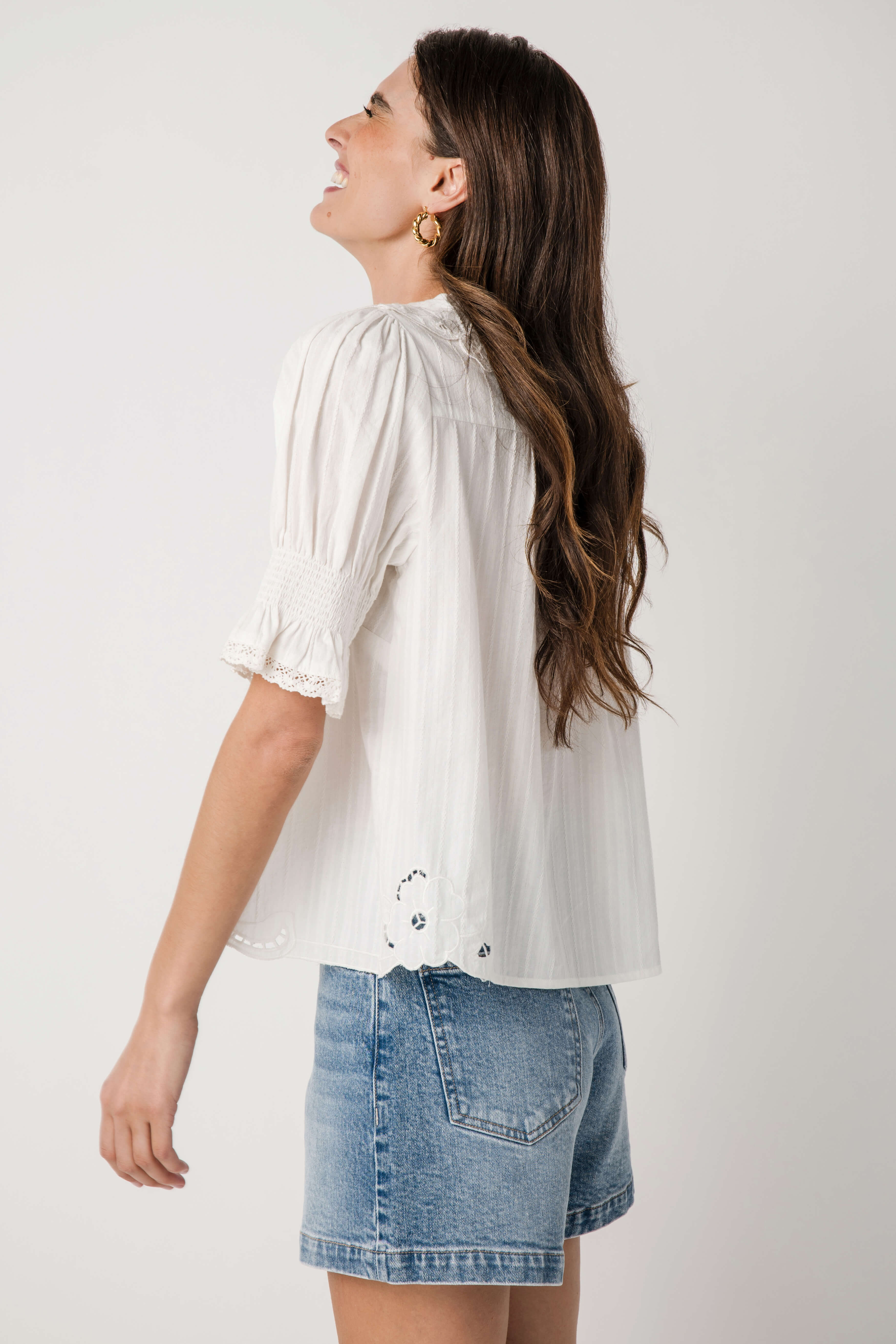 Raisonnel Embroidered Collar Top