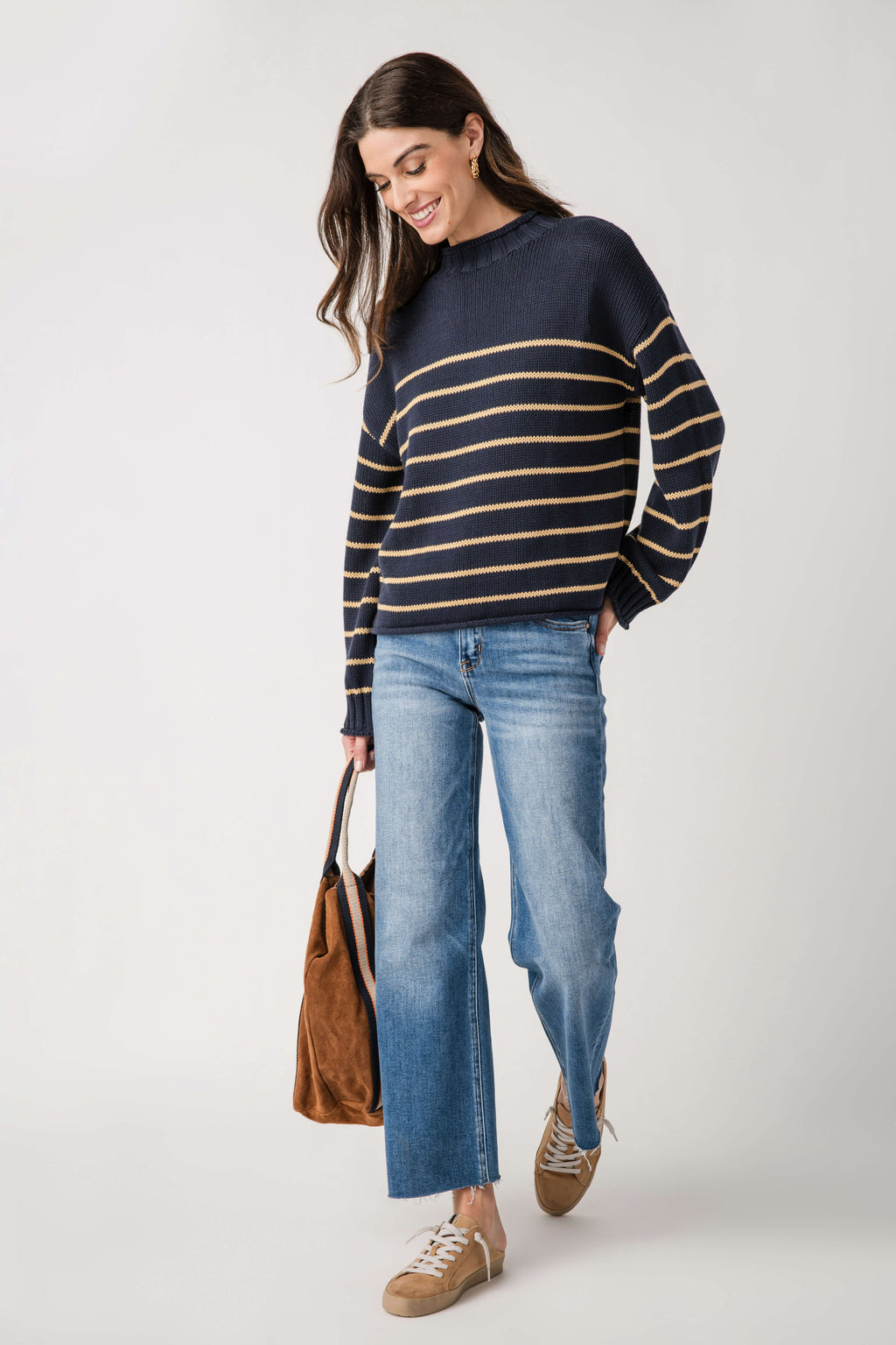 By Together Knit Stripe Mockneck Sweater