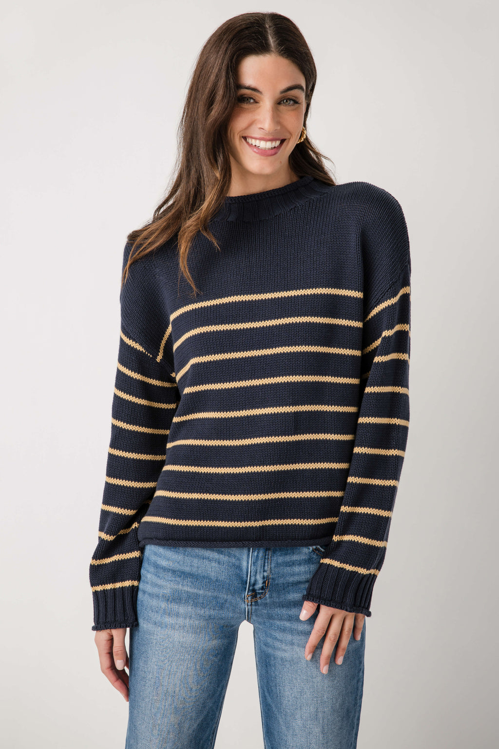 By Together Knit Stripe Mockneck Sweater