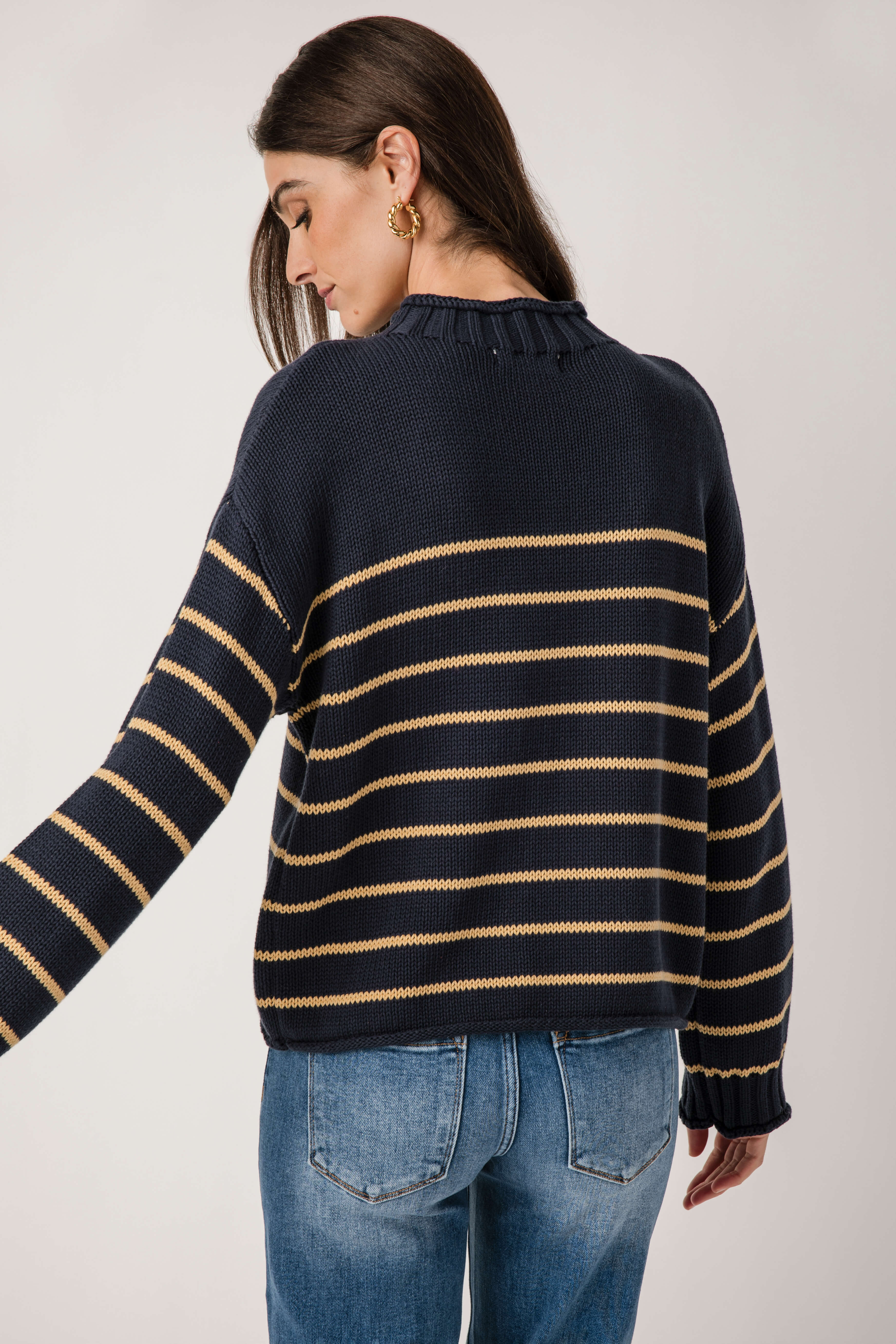 By Together Knit Stripe Mockneck Sweater