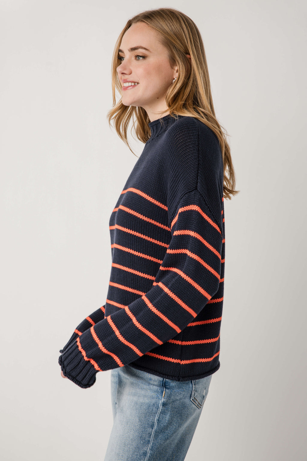 By Together Knit Stripe Mockneck Sweater