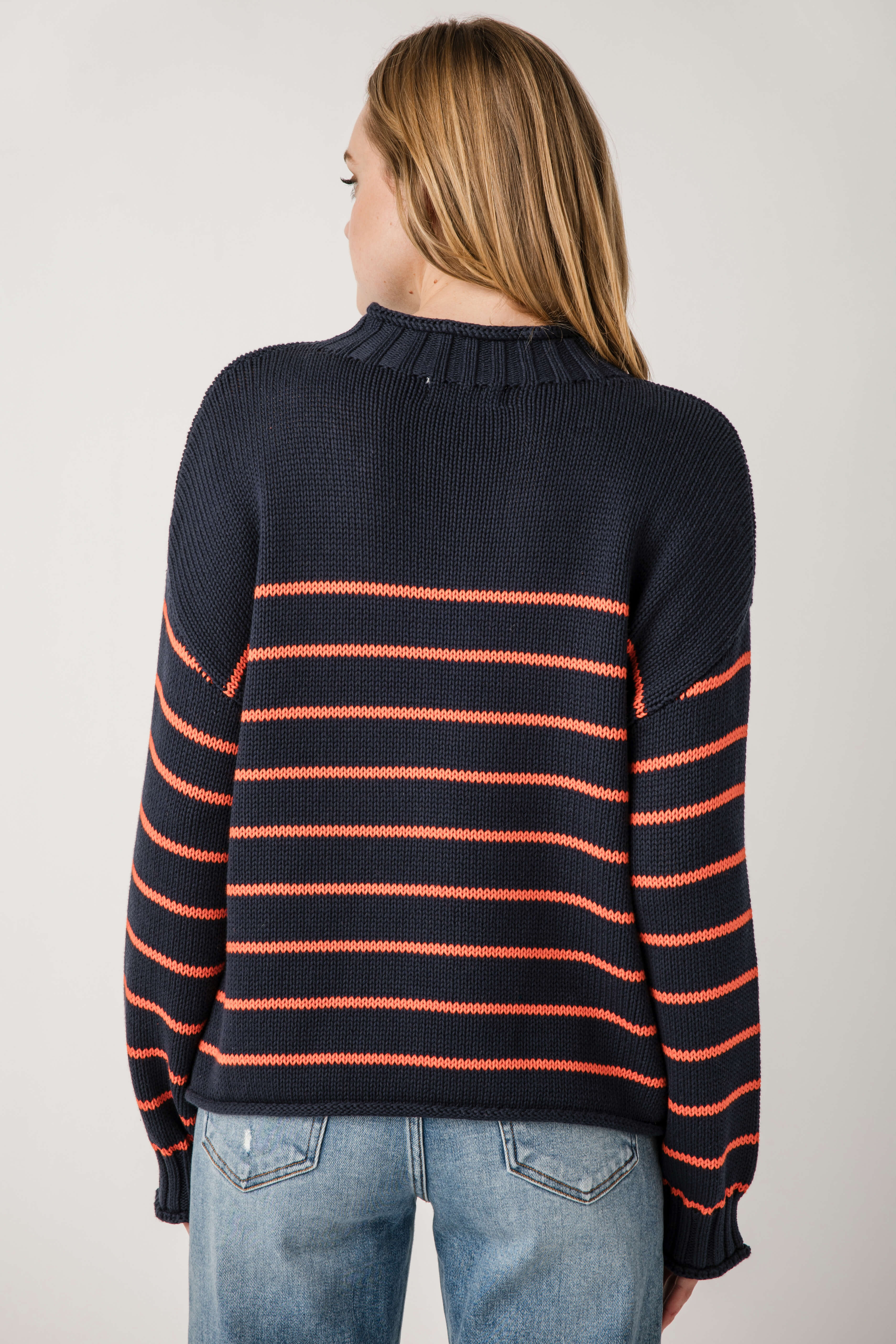 By Together Knit Stripe Mockneck Sweater