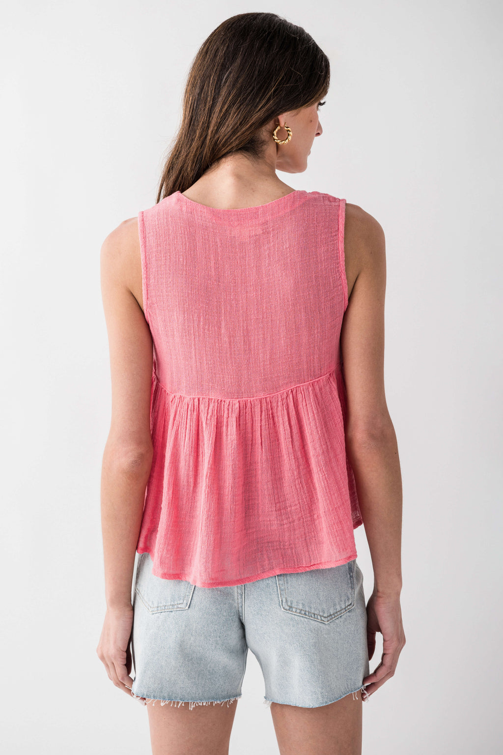 Elan Gauze Splitneck Top