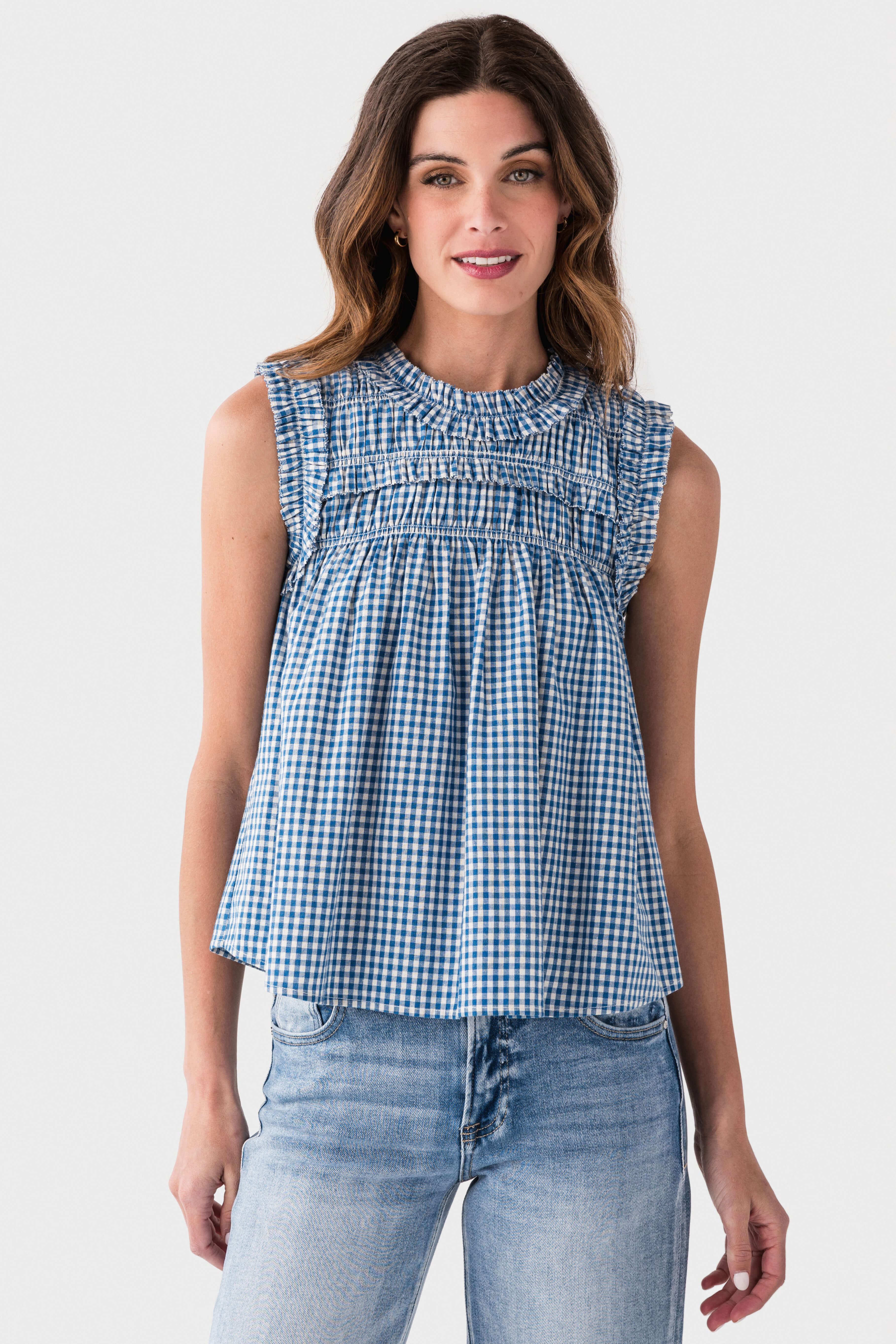 Raisonnel Gingham Ruffle Blouse