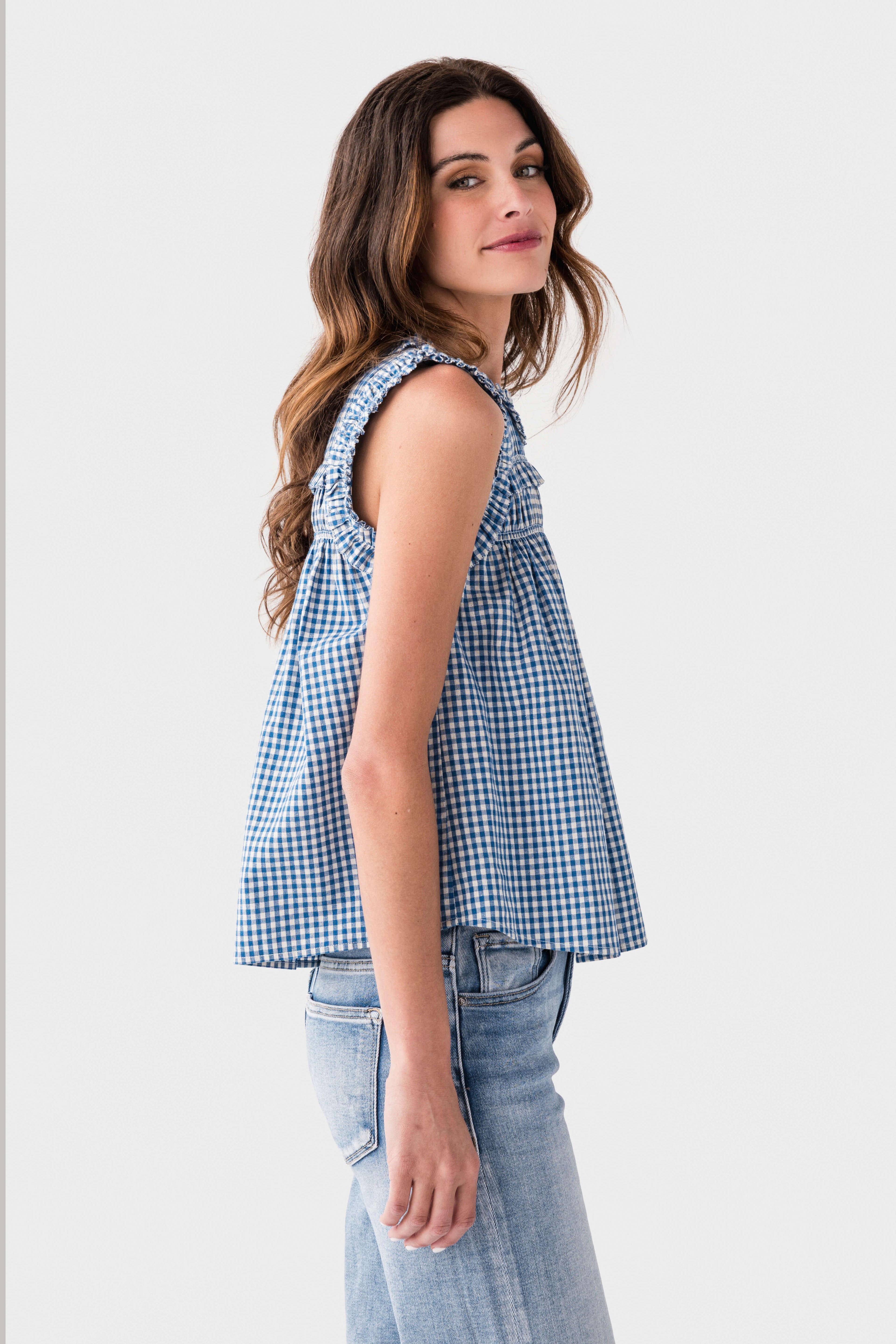 Raisonnel Gingham Ruffle Blouse