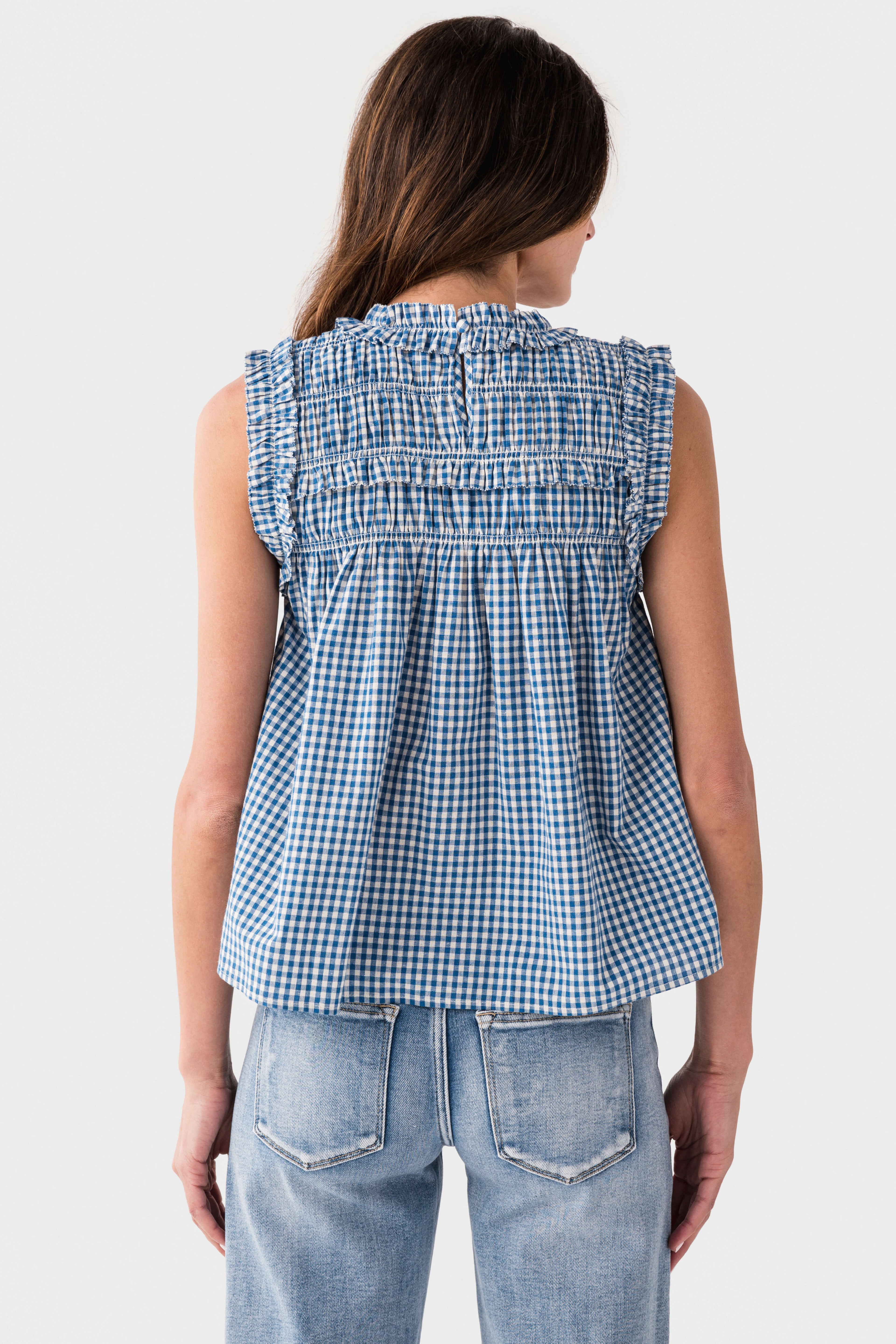 Raisonnel Gingham Ruffle Blouse