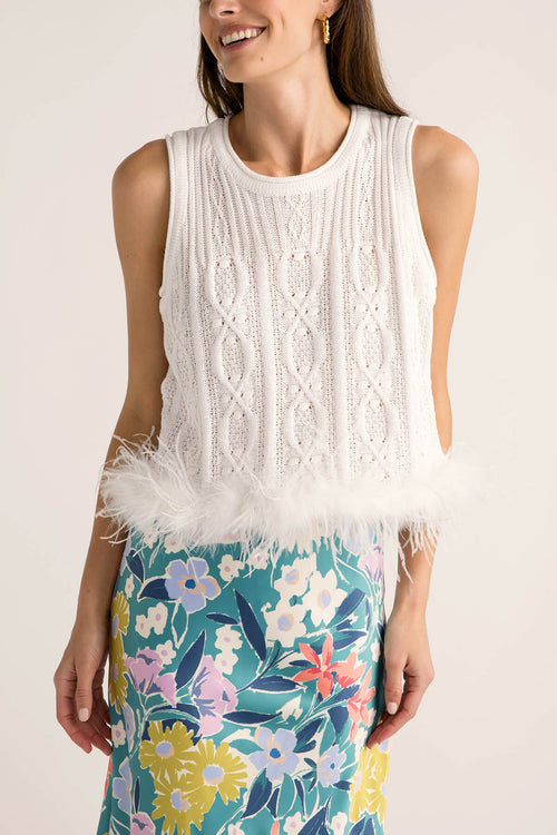 Style U Cable Knit Feather Top