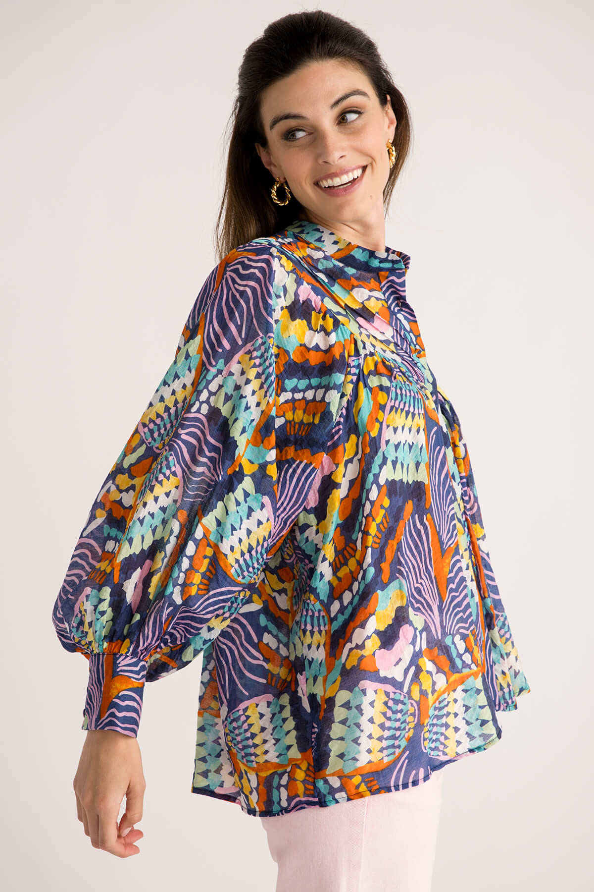 Eesome Printed Bubble Sleeve Top