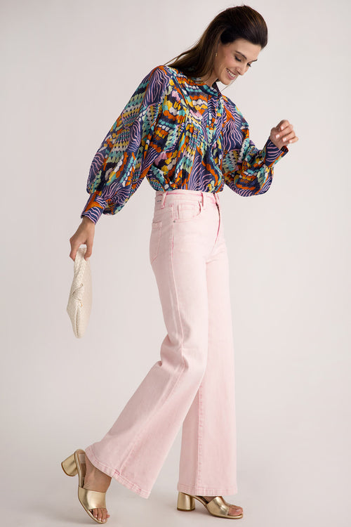Eesome Printed Bubble Sleeve Top