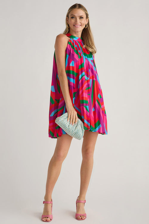 Flying Tomato Printed Pleated Halter Dress