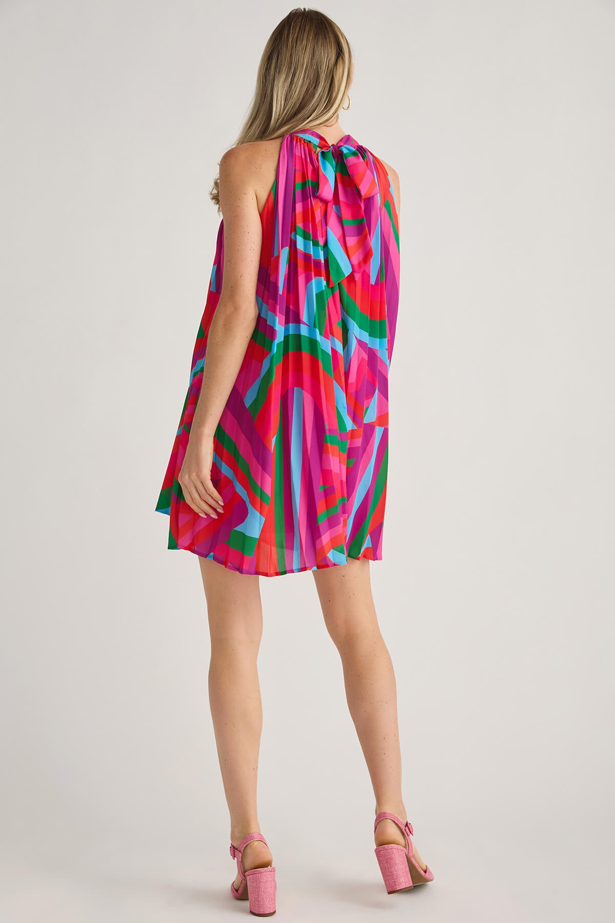 Flying Tomato Printed Pleated Halter Dress