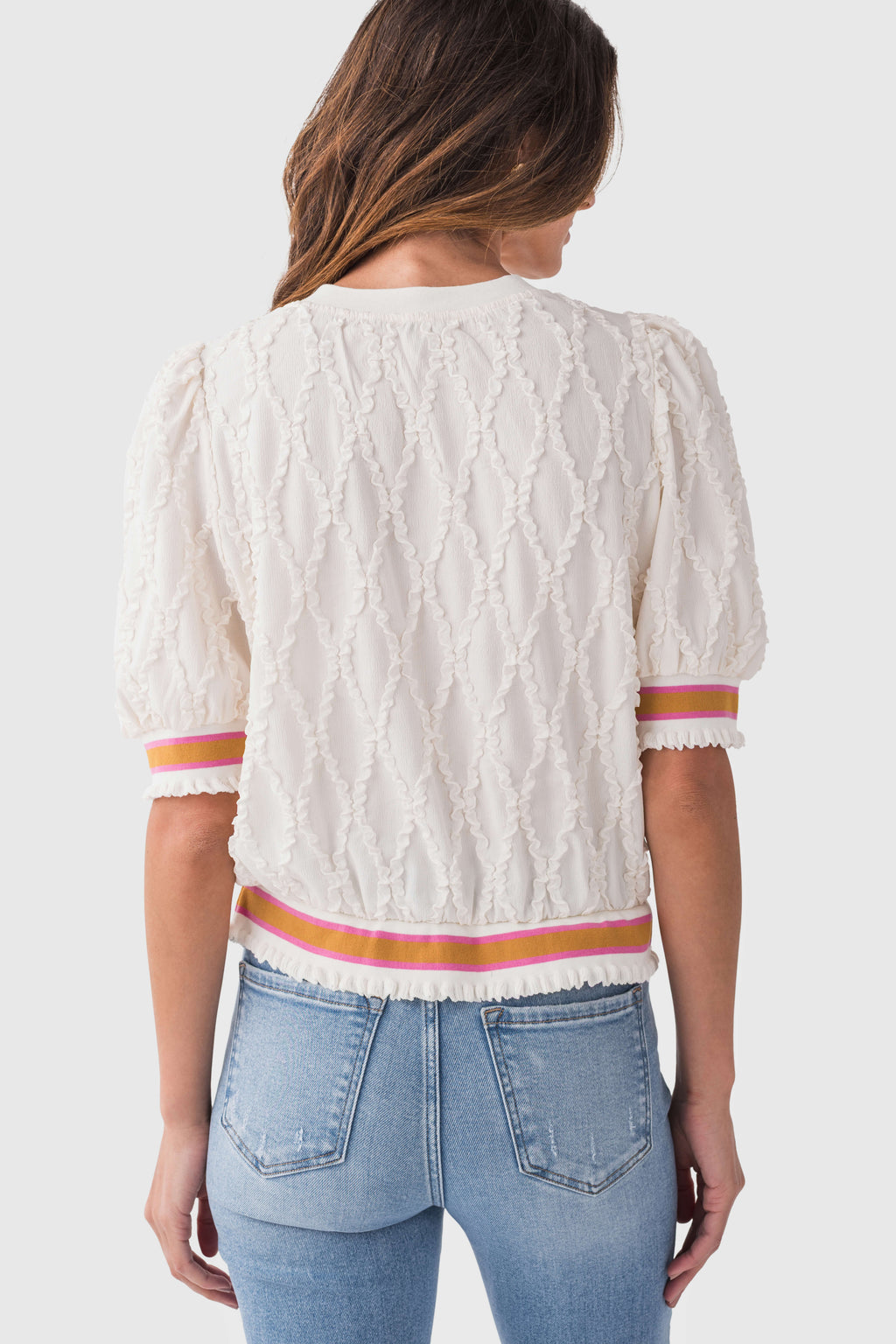 Voy Striped Elastic Band Diamond Textured Top