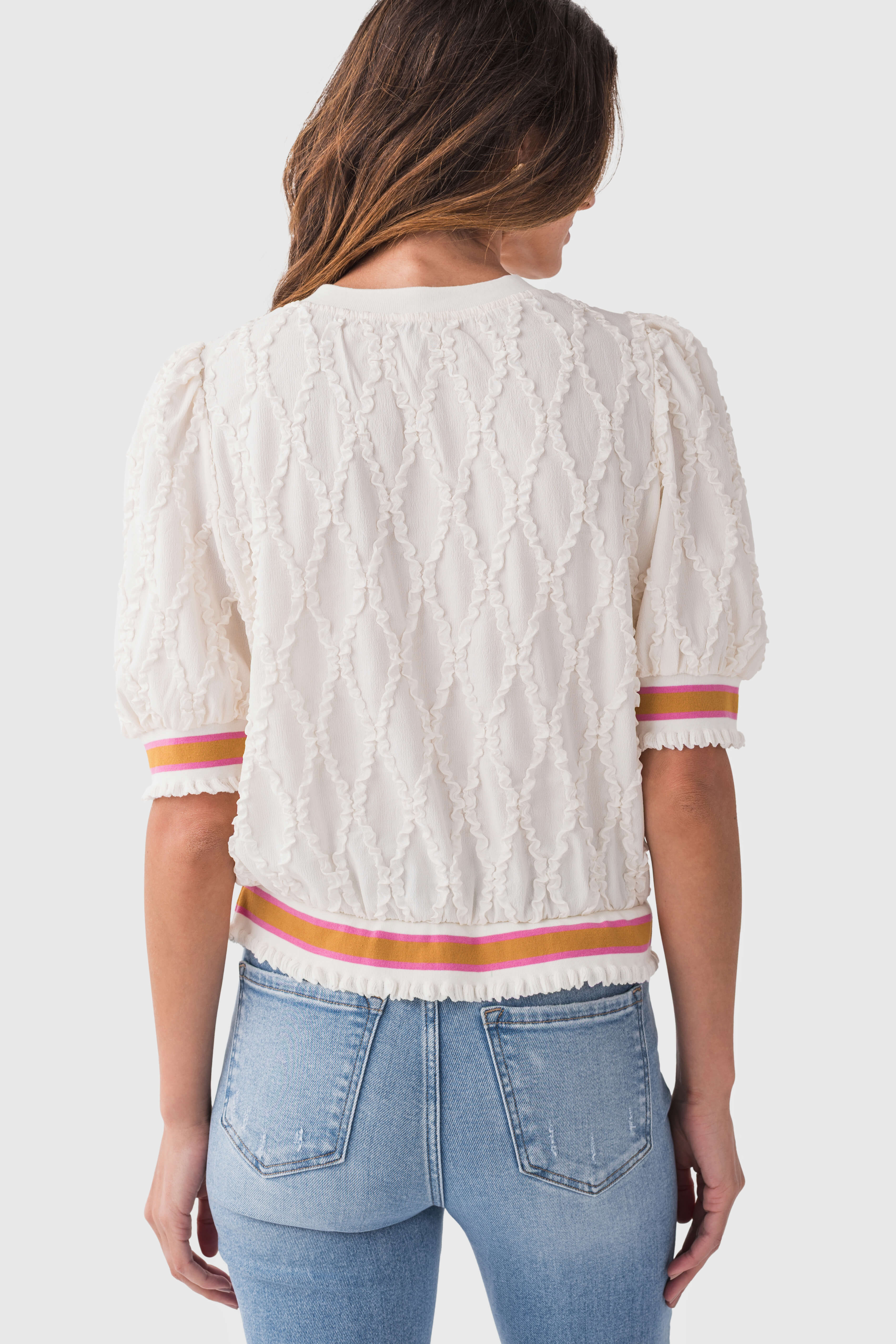 Voy Striped Elastic Band Diamond Textured Top