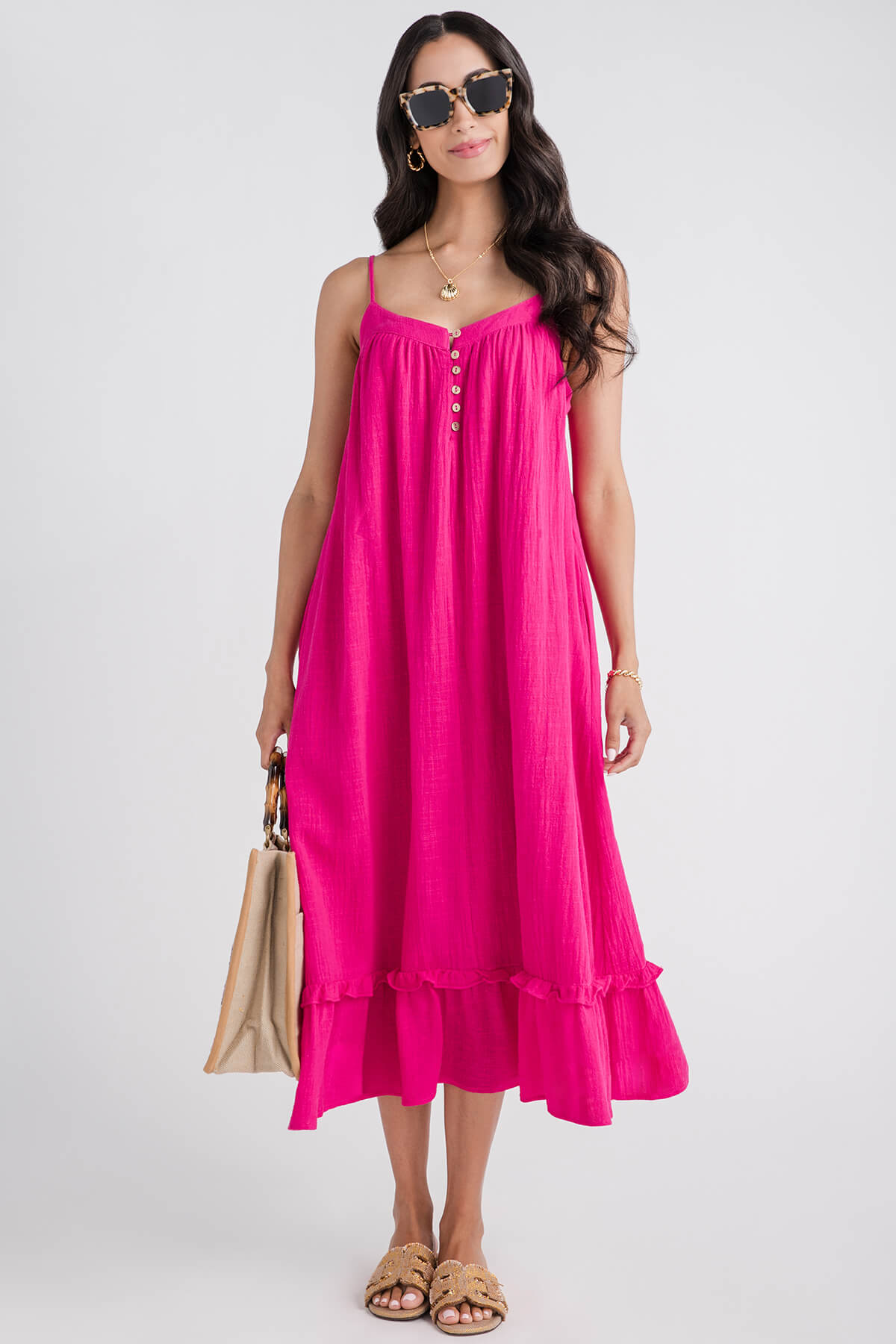 Eesome Button Front Maxi Dress