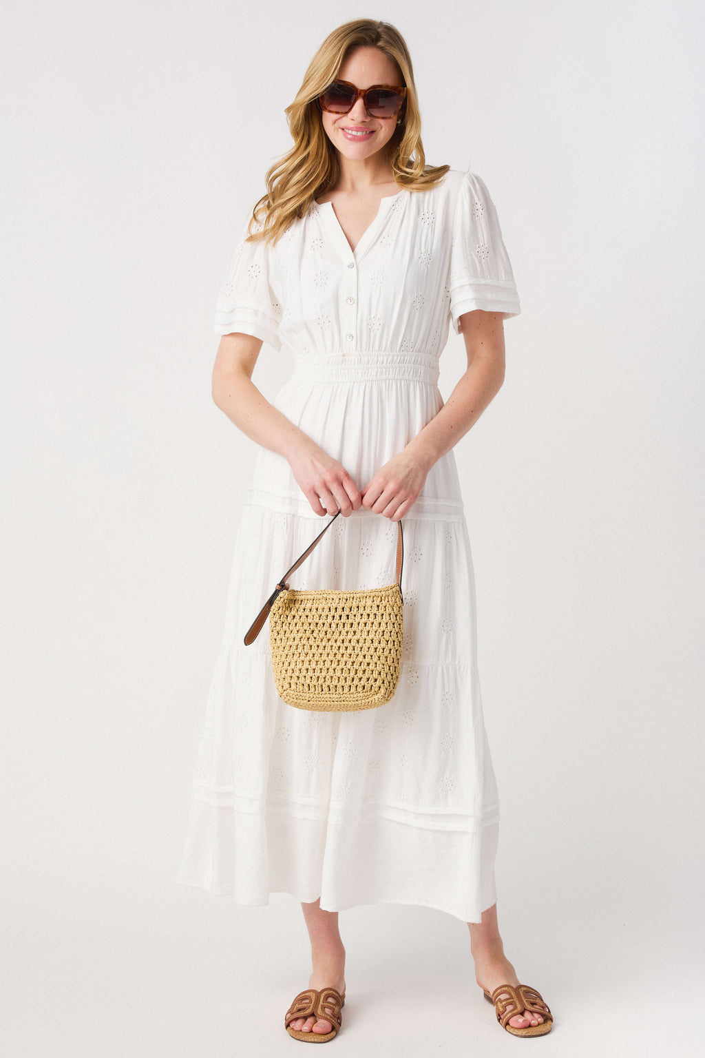 Evelen Eyelet Midi Dress