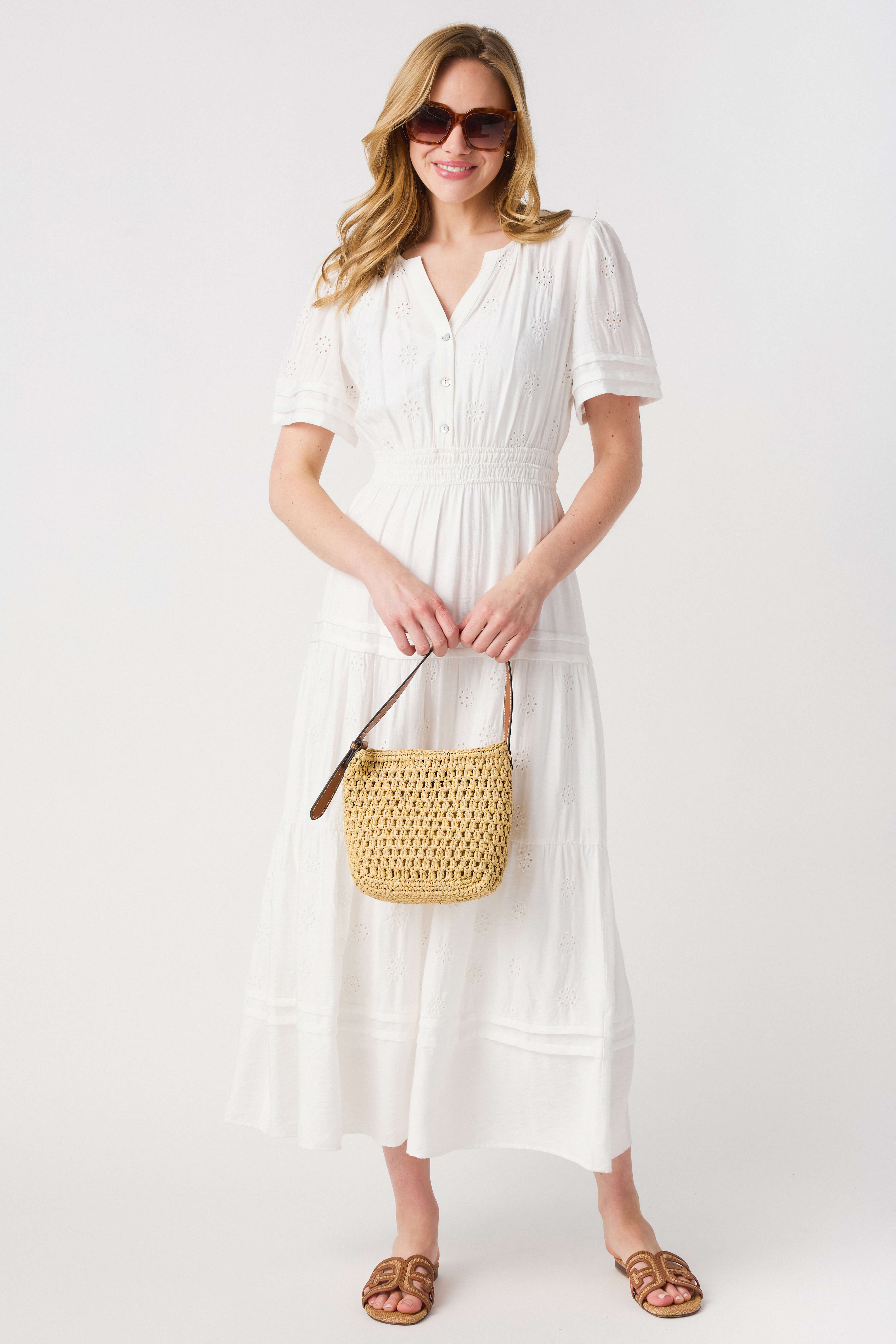 Evelen Eyelet Midi Dress