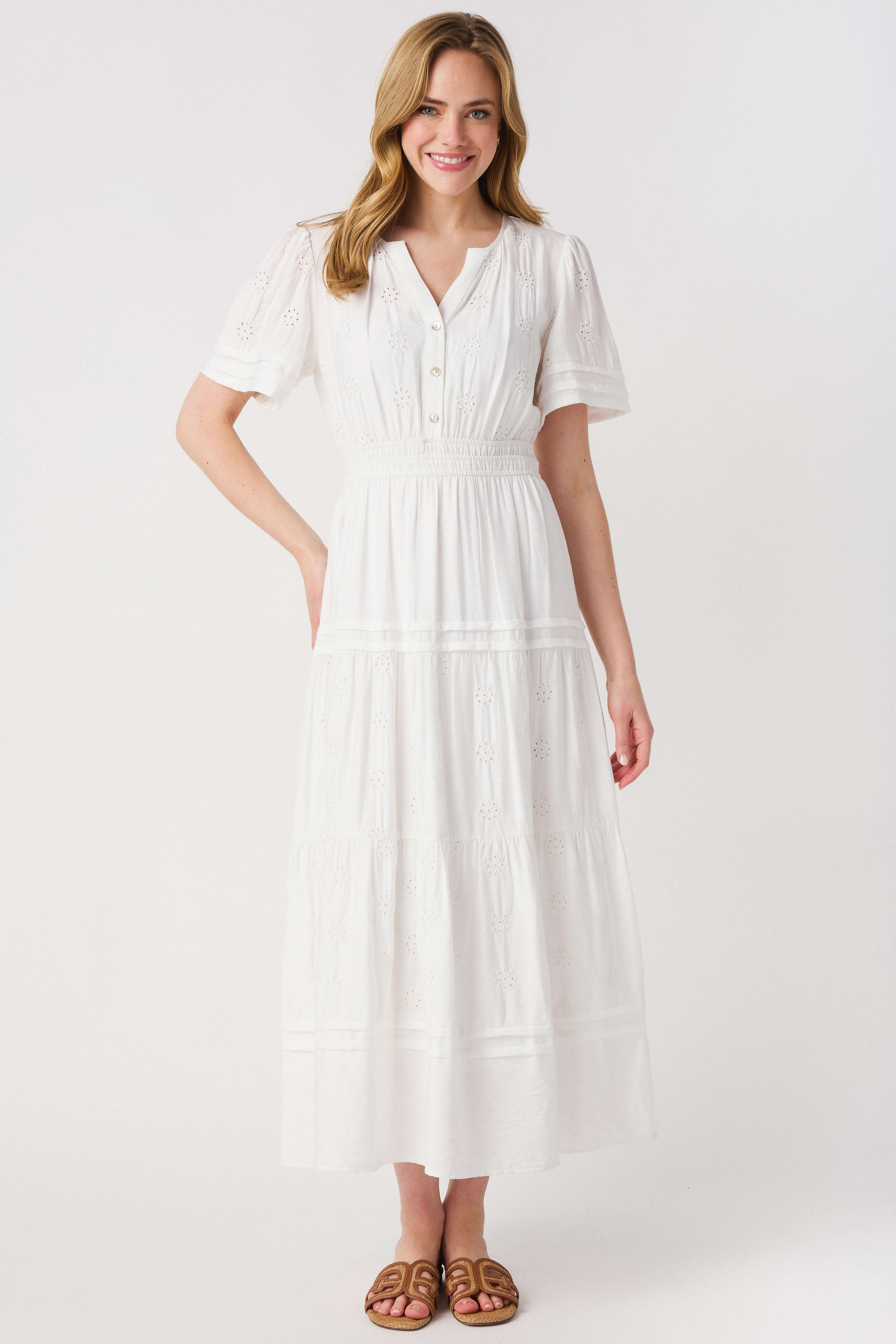 Evelen Eyelet Midi Dress