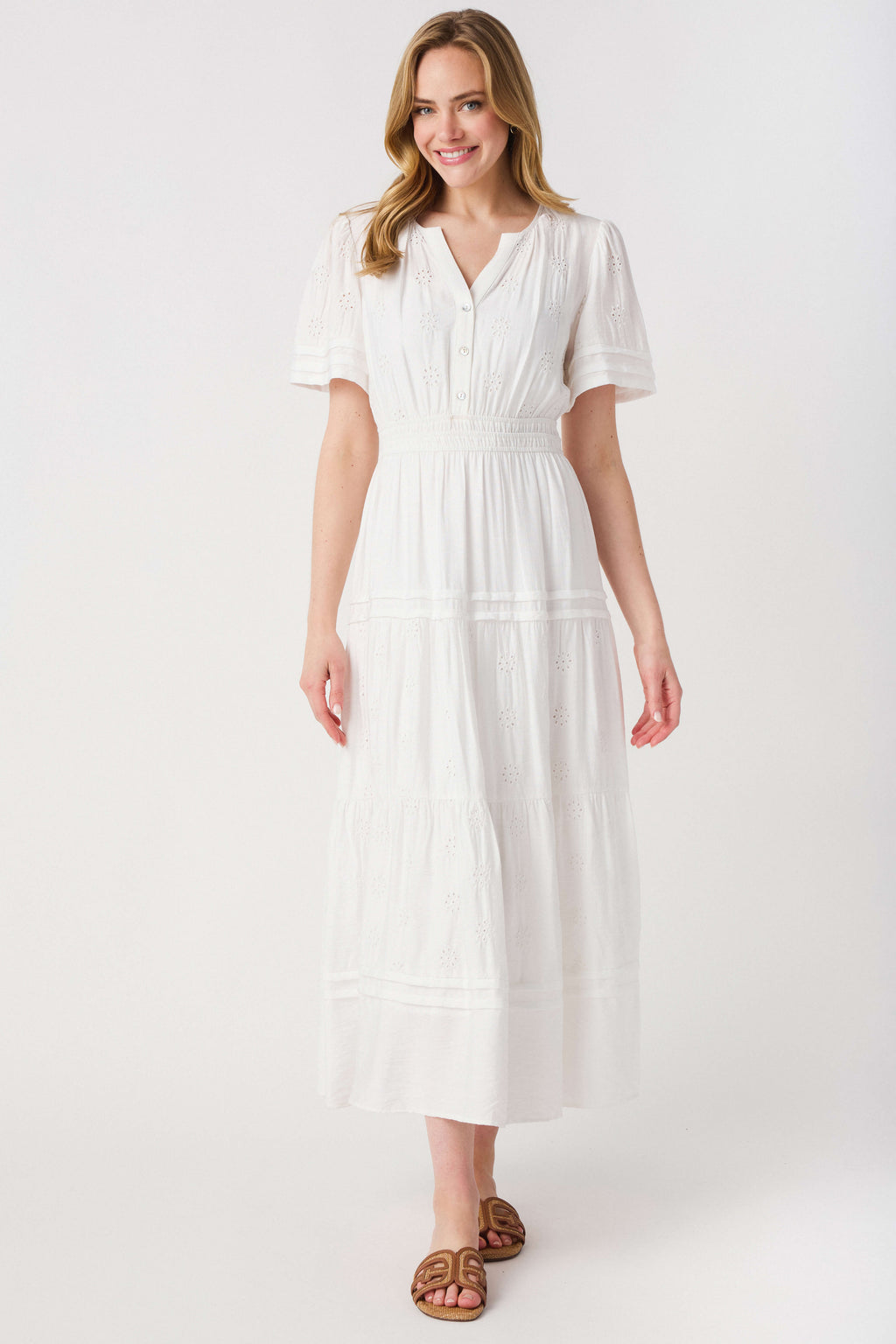 Evelen Eyelet Midi Dress