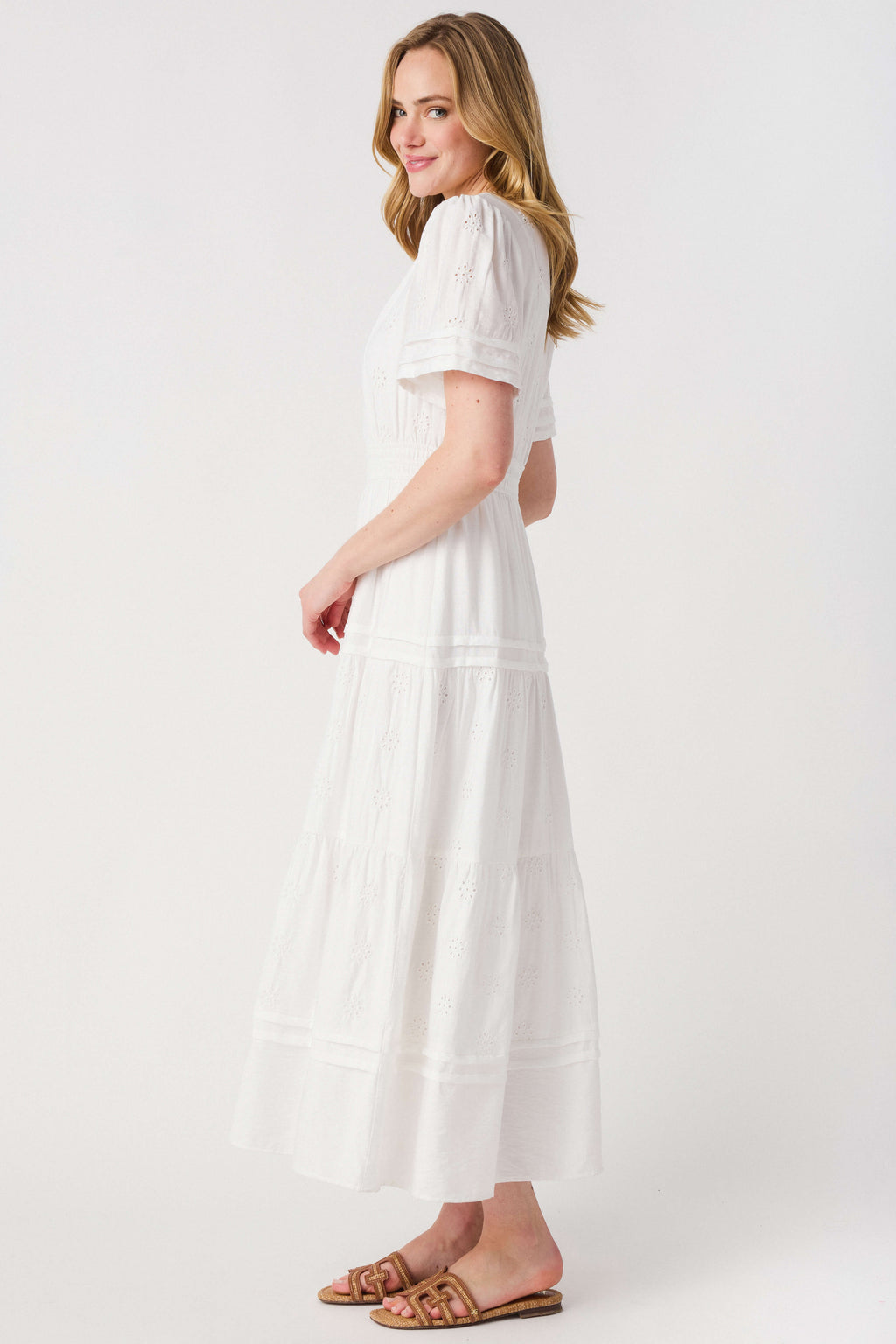 Evelen Eyelet Midi Dress