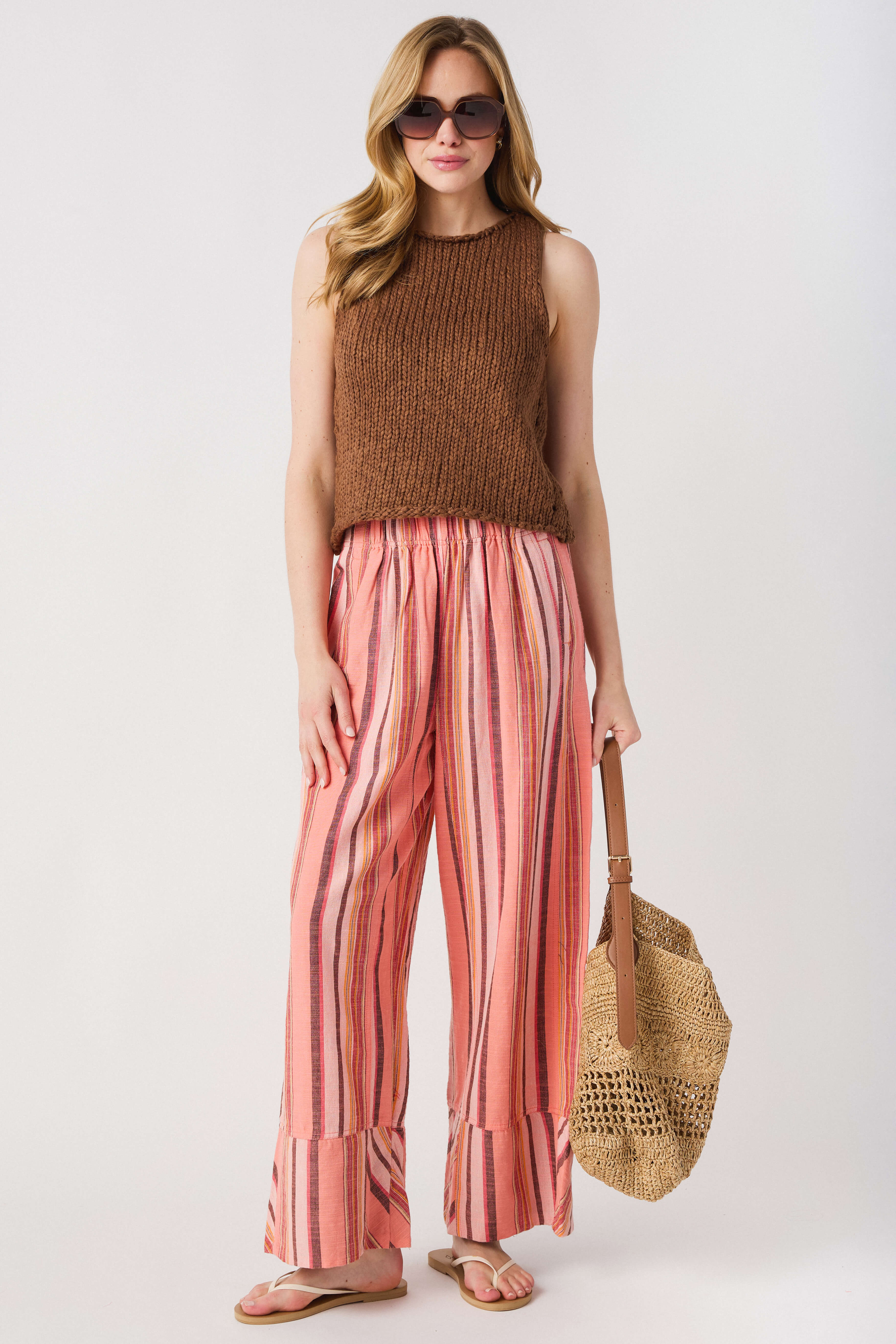 Free People Days End Solar Linen Stripe Pants