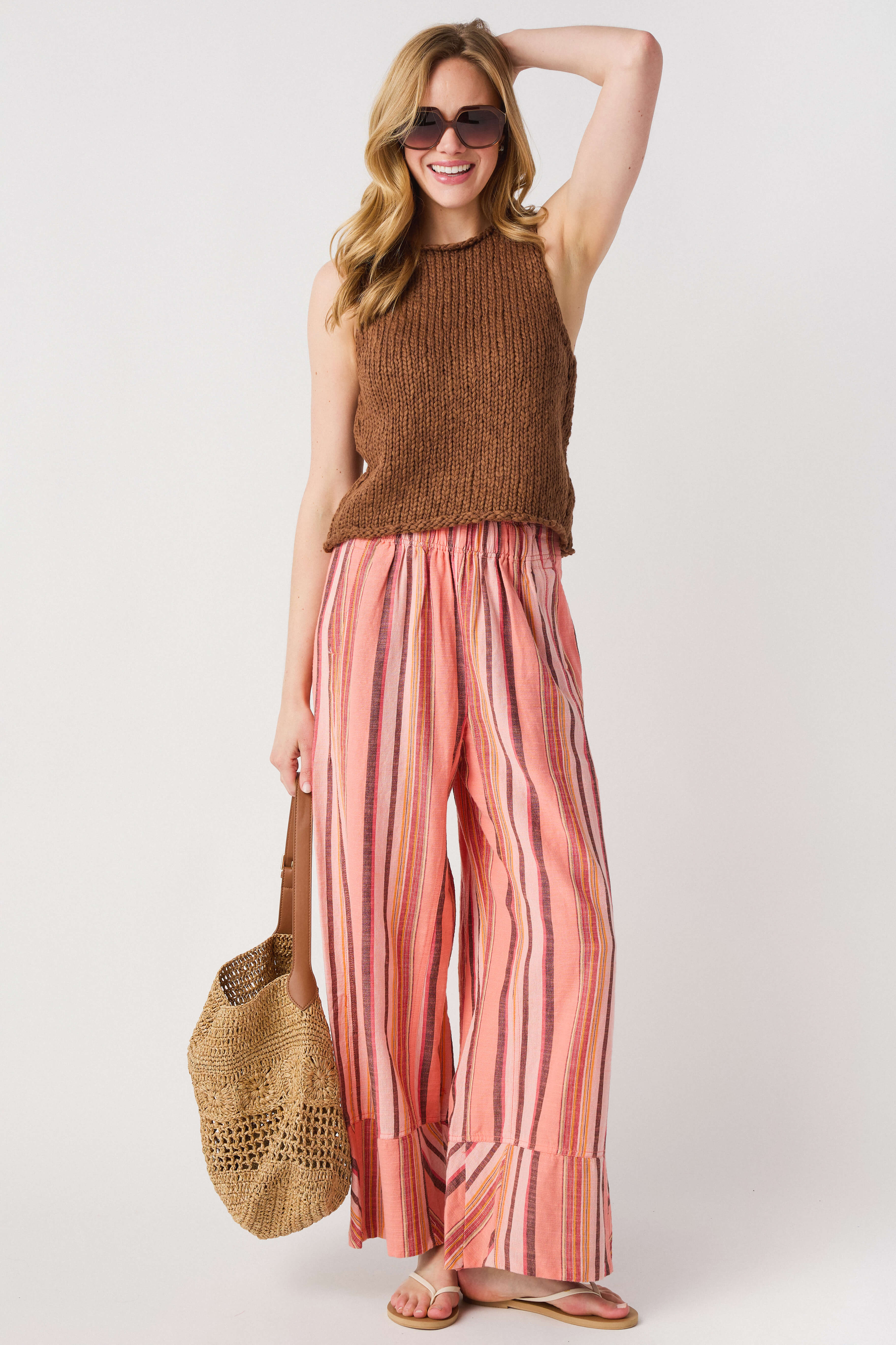 Free People Days End Solar Linen Stripe Pants