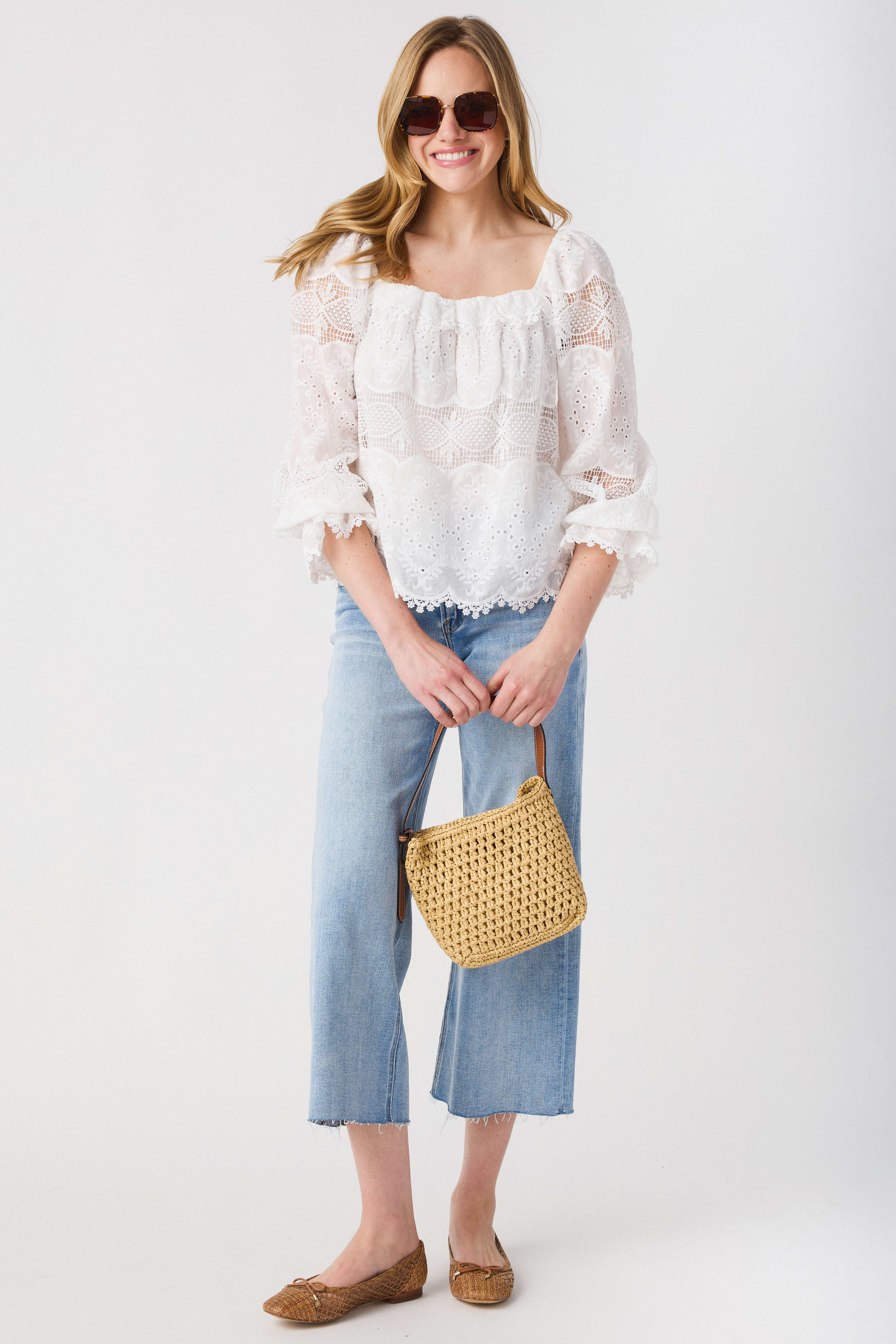 Risen Jenny High Rise Raw Hem Crop Wide Leg Jeans