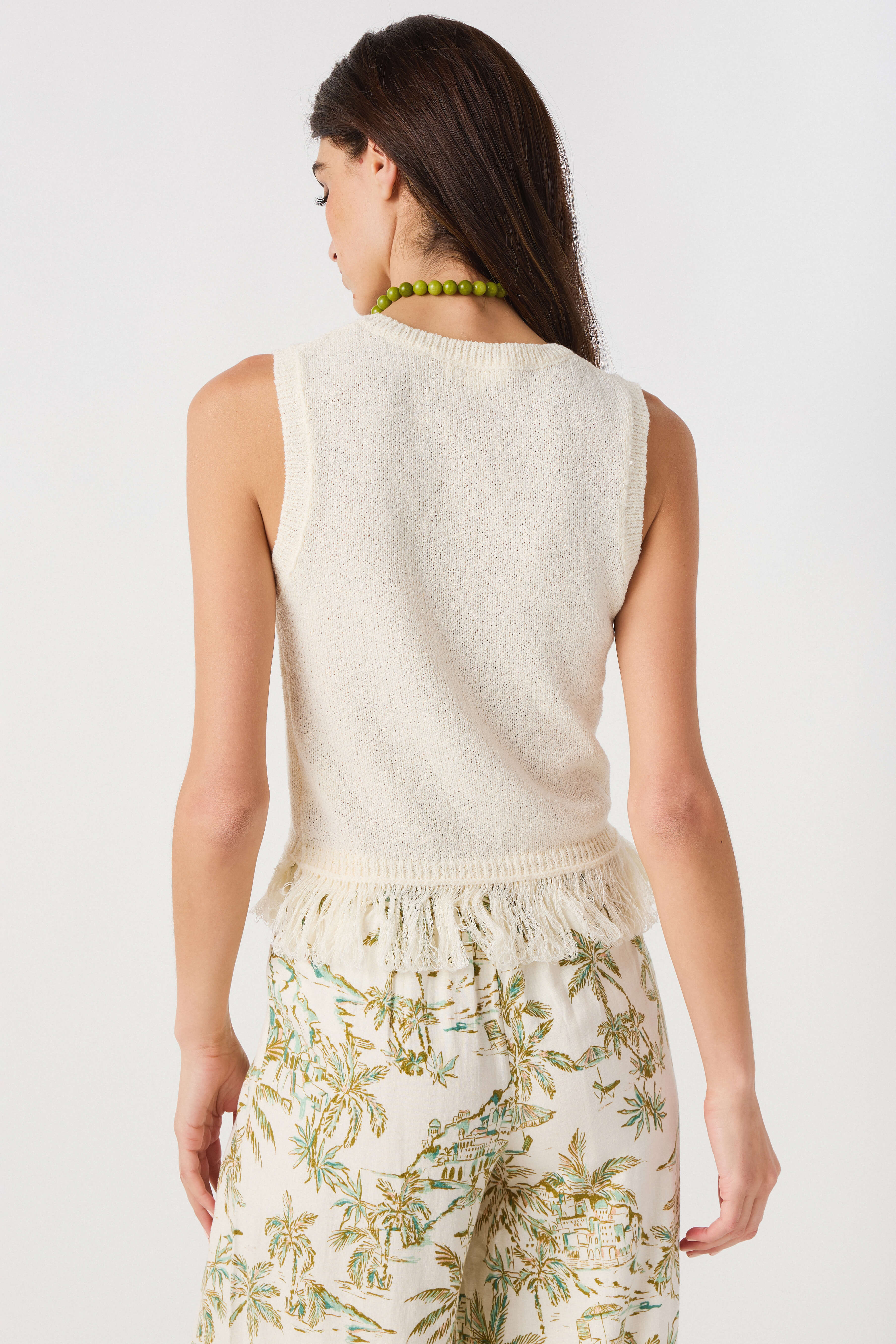 Forte Fringe Hem Knit Top