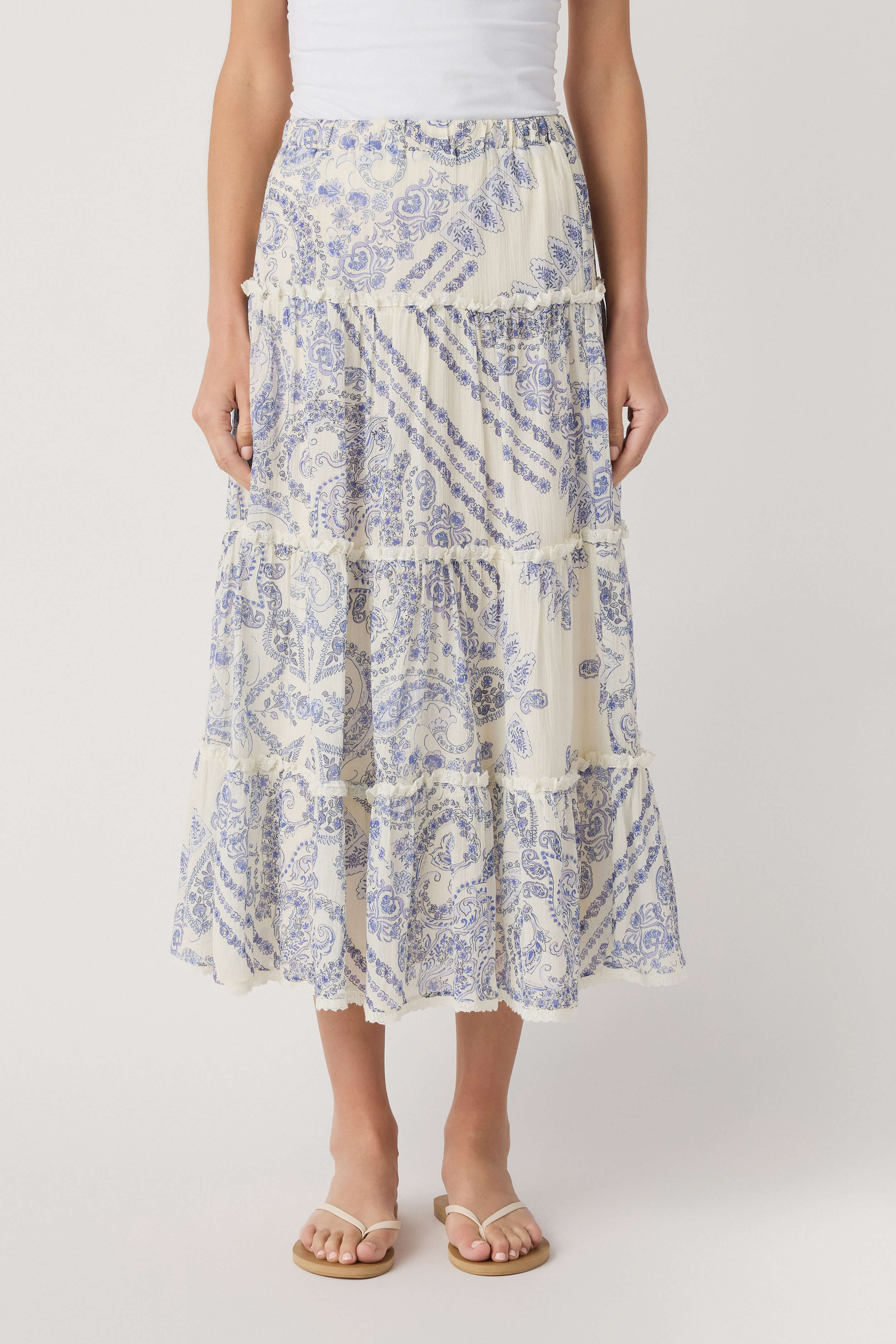 Olivaceous Kyra Tiered Maxi Skirt